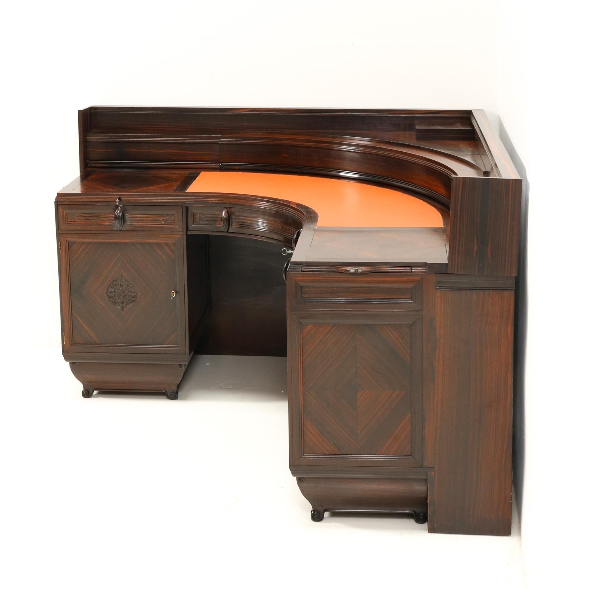 Macassar Ebony Art Deco Amsterdamse School Desk by Daniel van Dorp for Reens 4
