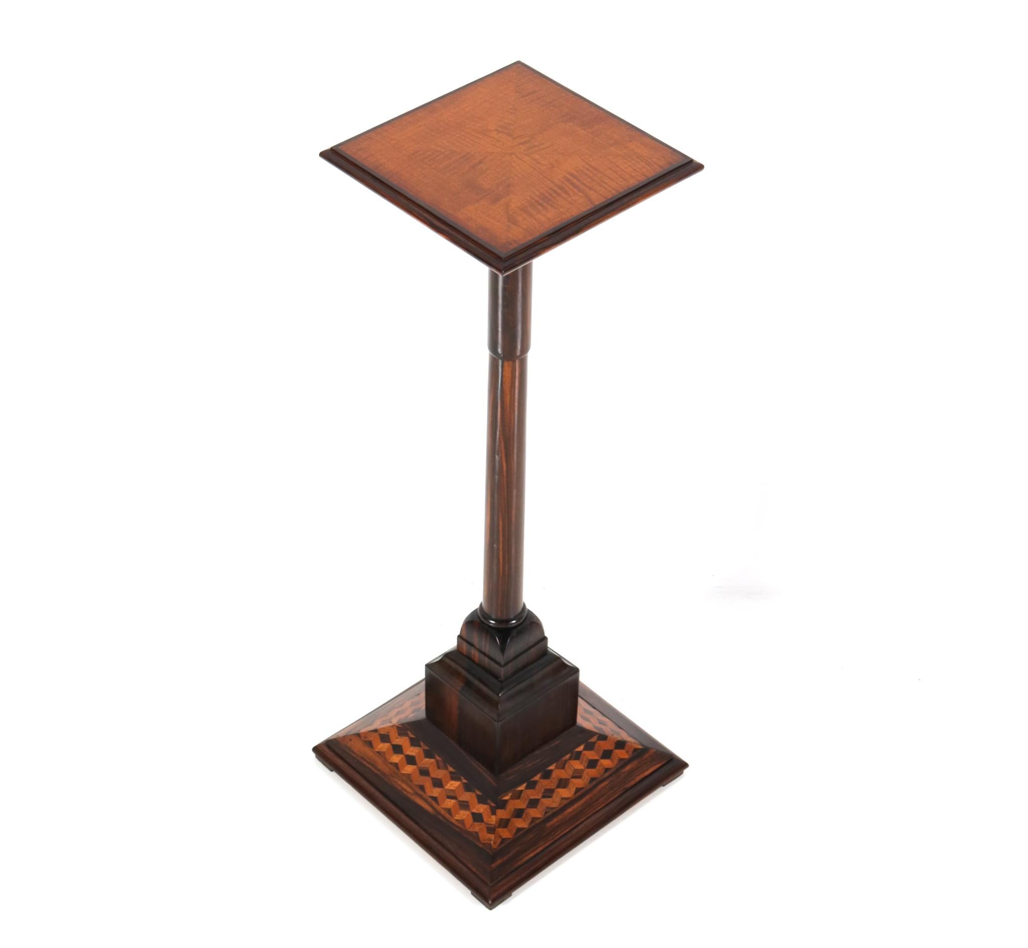Macassar Ebony Art Deco Pedestal with Inlay, 1930s In Good Condition In Amsterdam, NL
