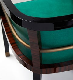 Macassar Ebony Black Lacquer and Bronze Trim Dining or Occasional Chair
