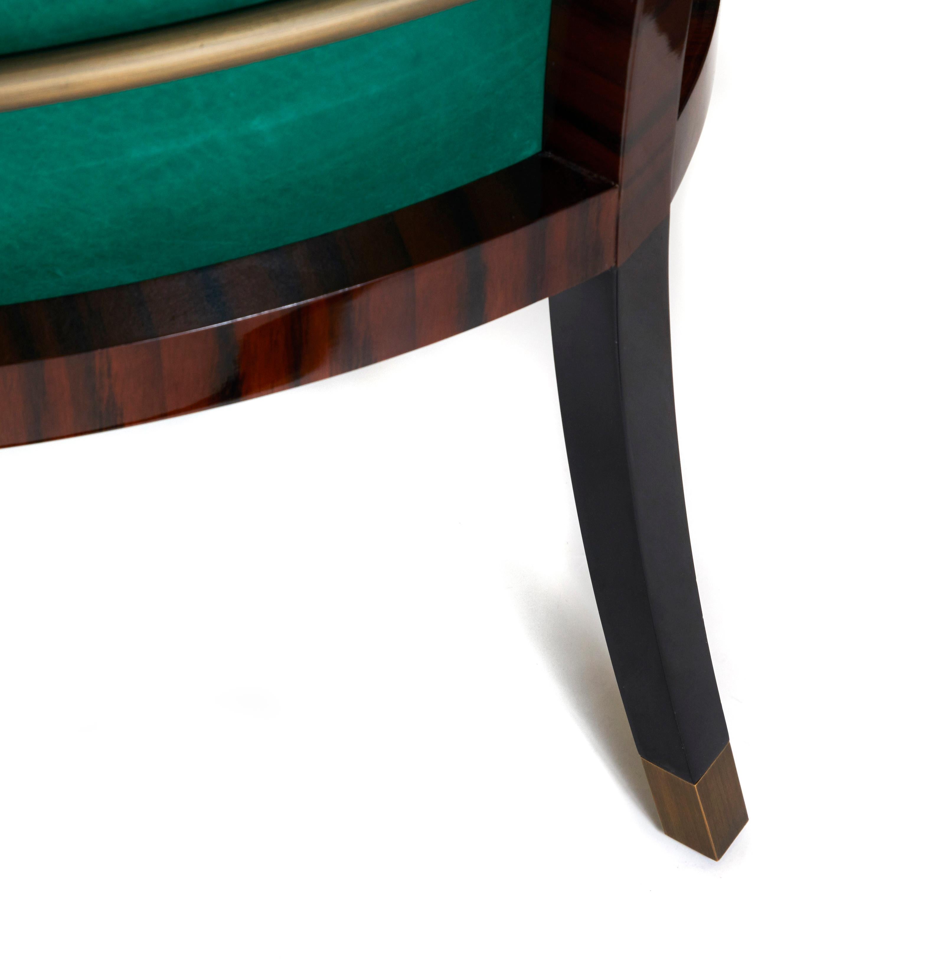 Macassar Ebony Black Lacquer and Bronze Trim Dining or Occasional Chair (Art déco) im Angebot