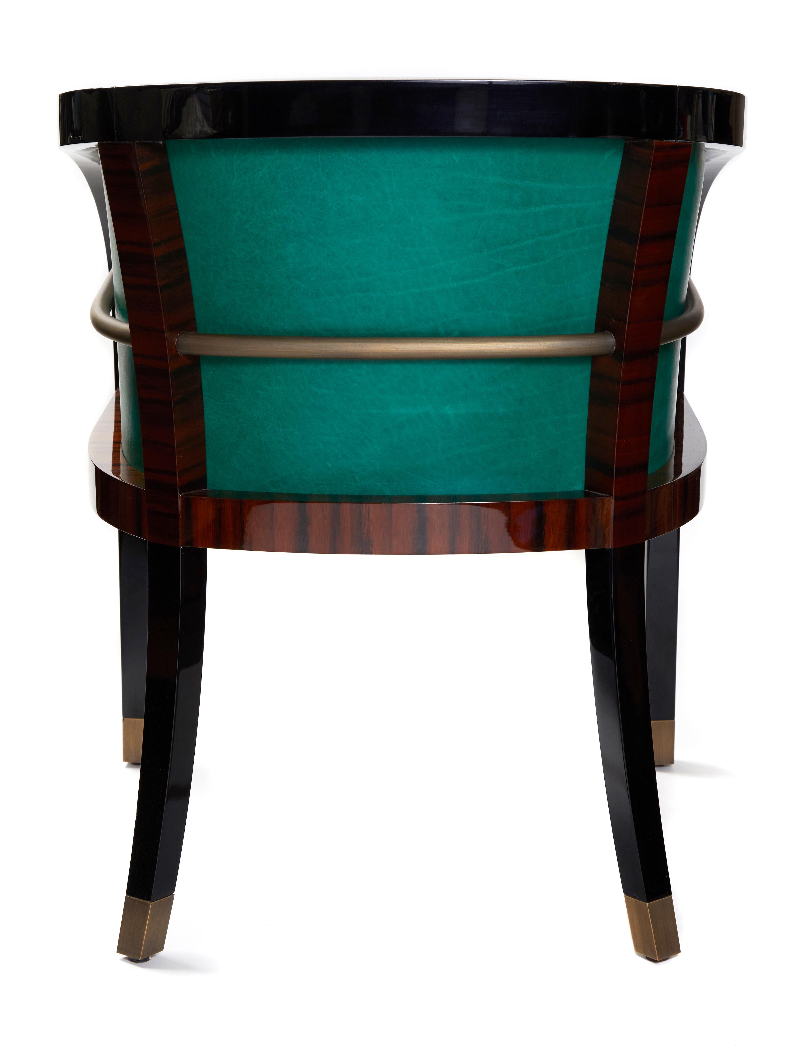 Macassar Ebony Black Lacquer and Bronze Trim Dining or Occasional Chair (Britisch) im Angebot