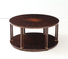 Macassar & Ebony Circular Double Sunburst Coffee Table, France