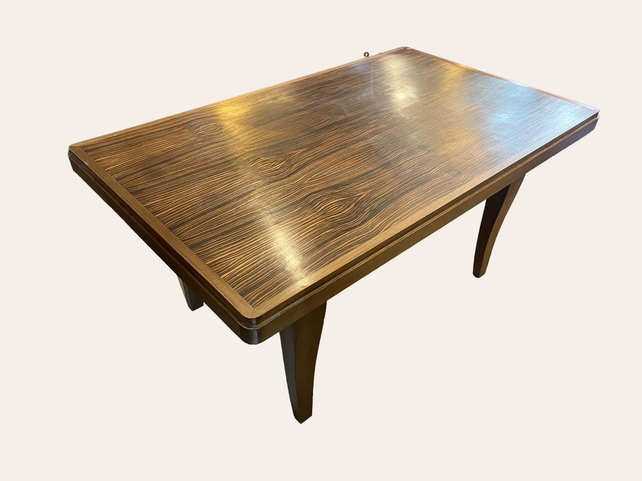 Art Deco Macassar Ebony Dining Table with Leaves For Sale