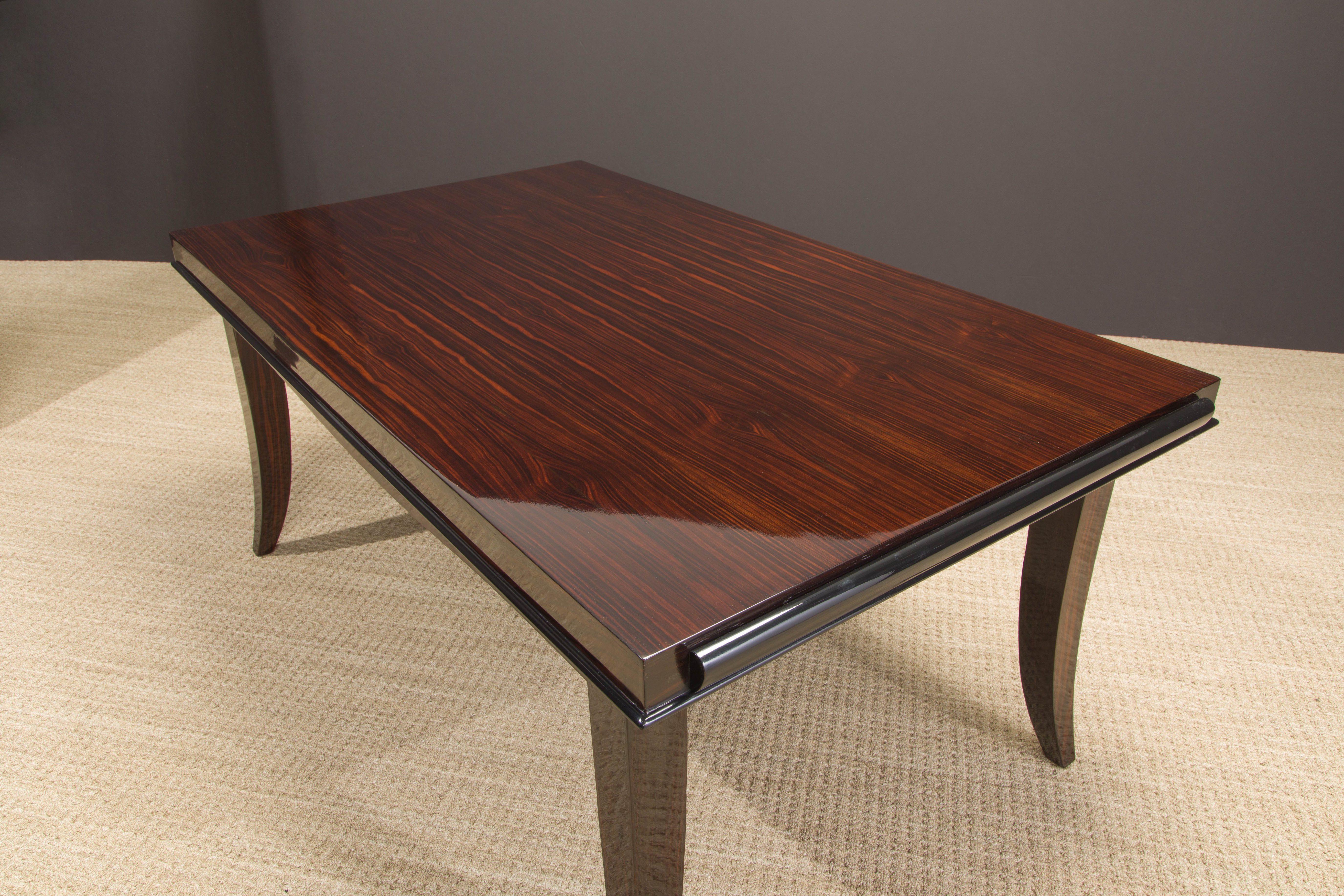 Macassar Ebony French Art Deco Dining Table in the style of Dominique, c. 1940 For Sale 9