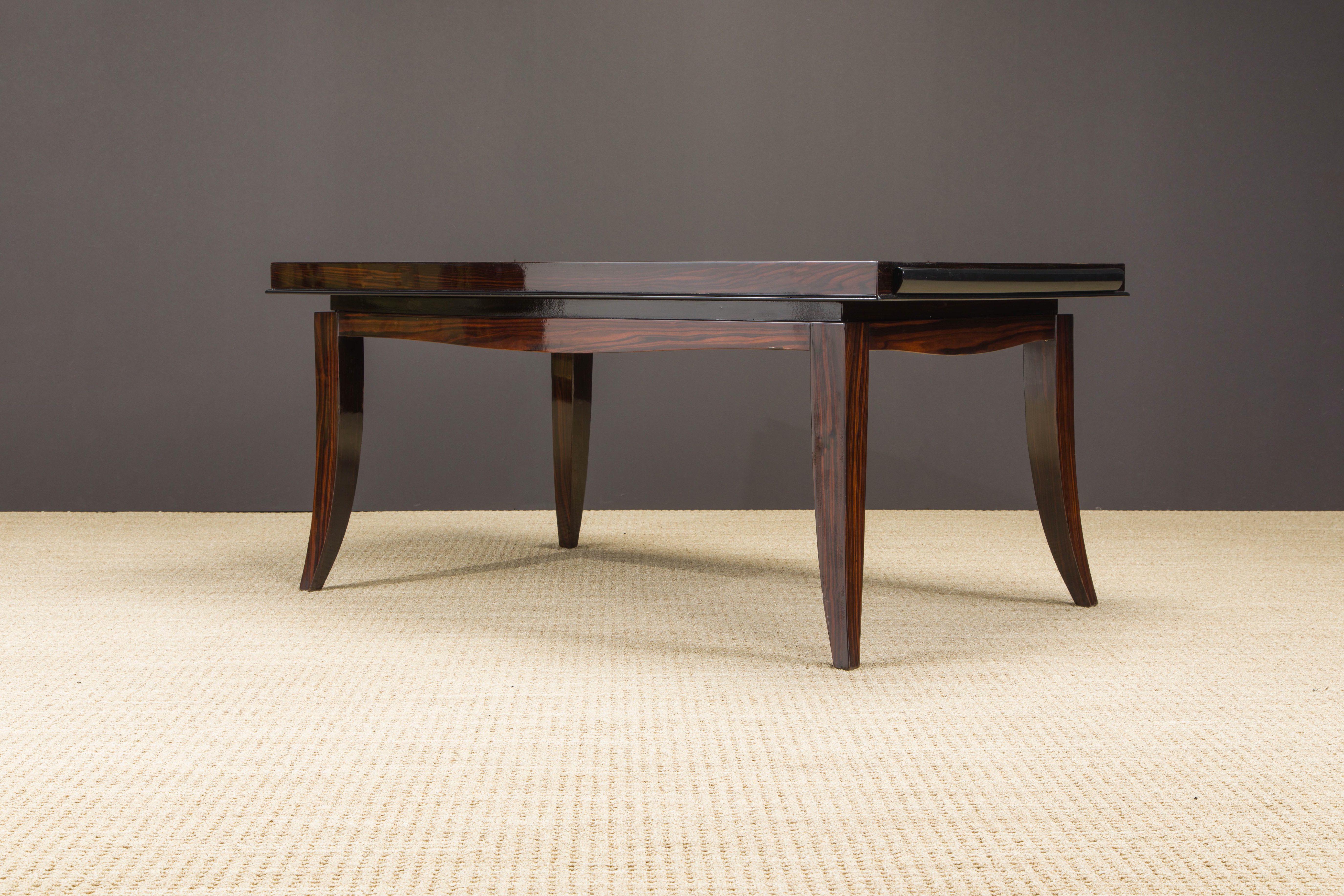 Lacquered Macassar Ebony French Art Deco Dining Table in the style of Dominique, c. 1940 For Sale