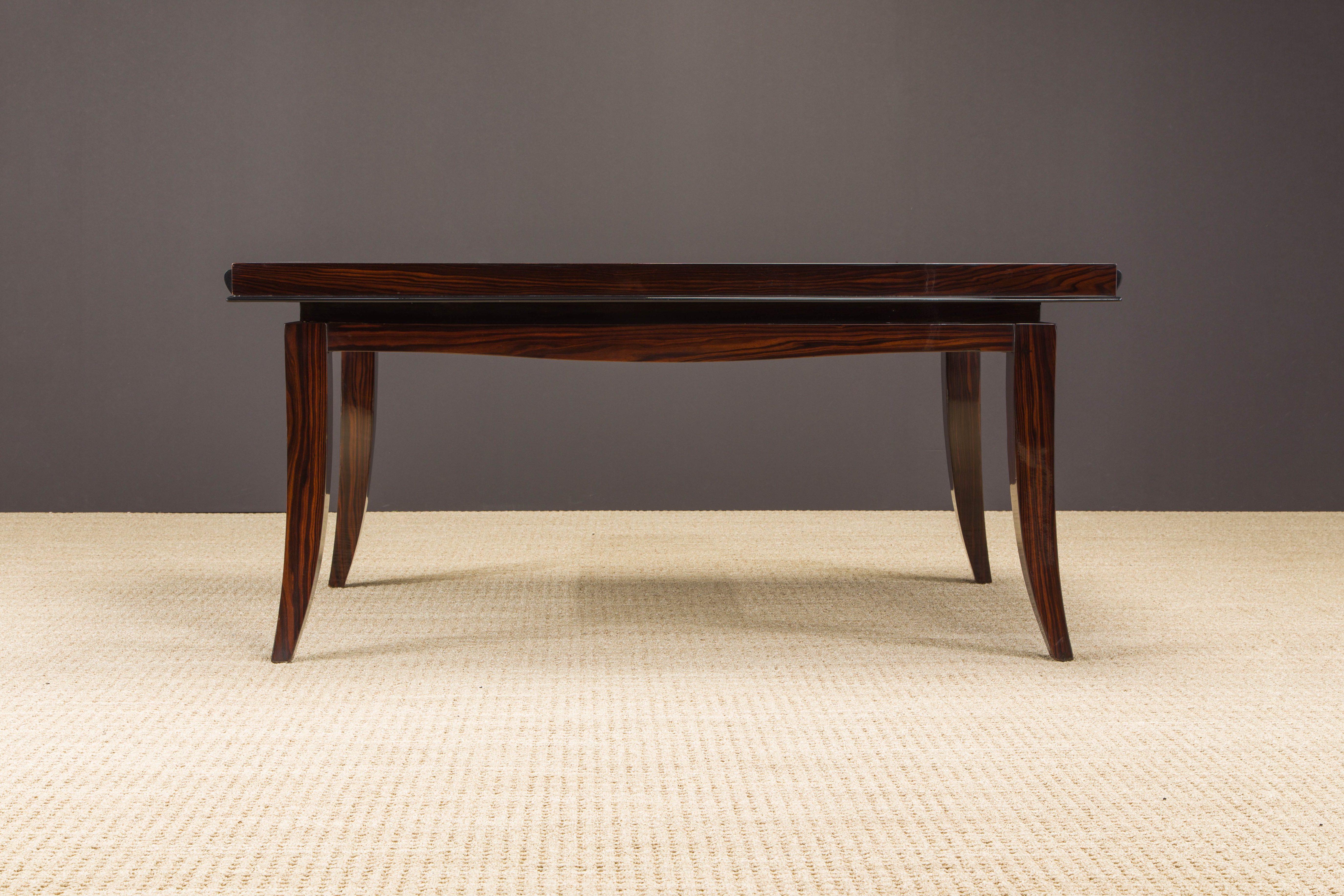 Macassar Ebony French Art Deco Dining Table in the style of Dominique, c. 1940 In Excellent Condition For Sale In Los Angeles, CA