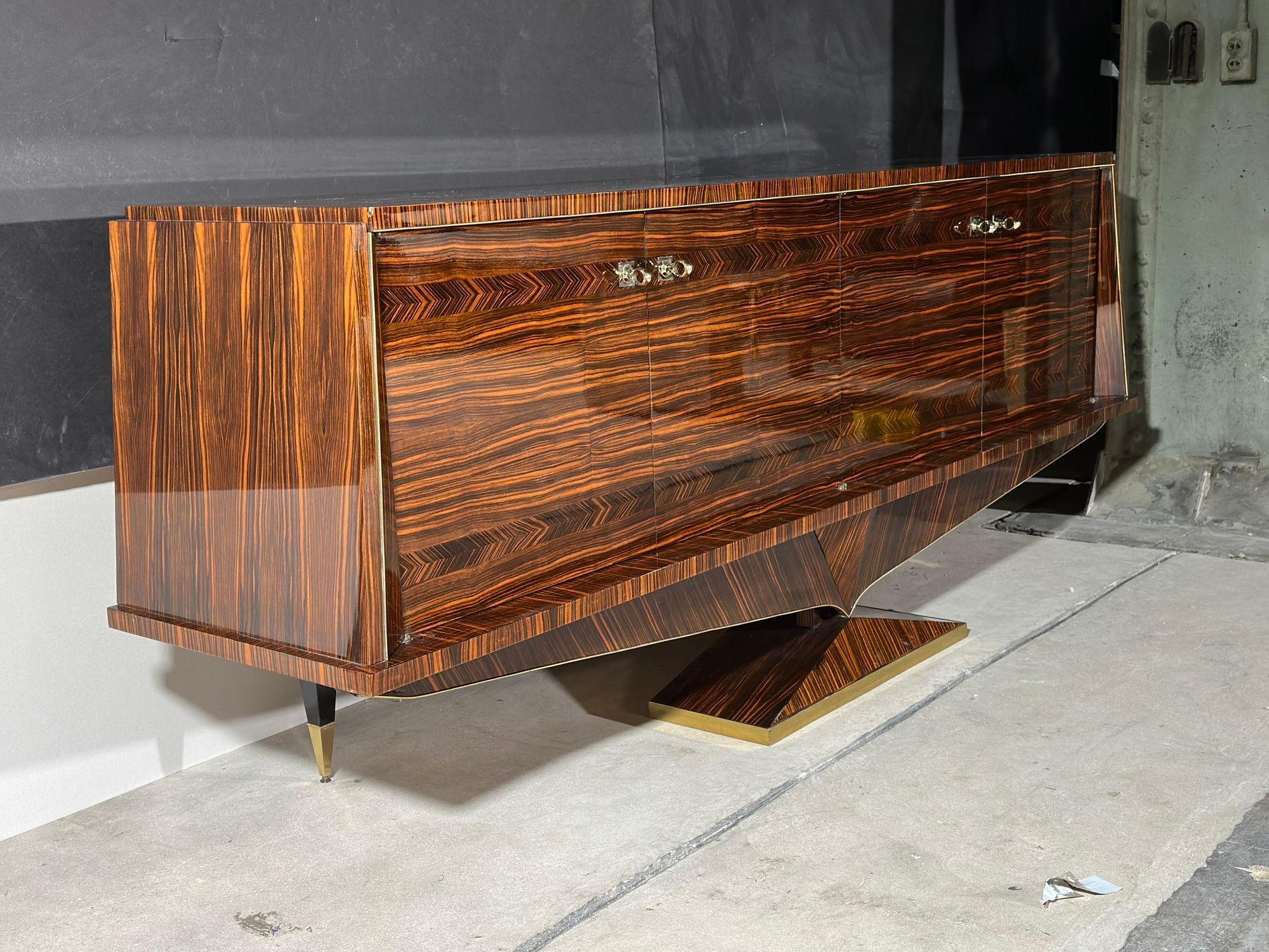 Mid-Century Modern Macassar Ebony French Credenza by N. F. Ameublement, 1950 For Sale