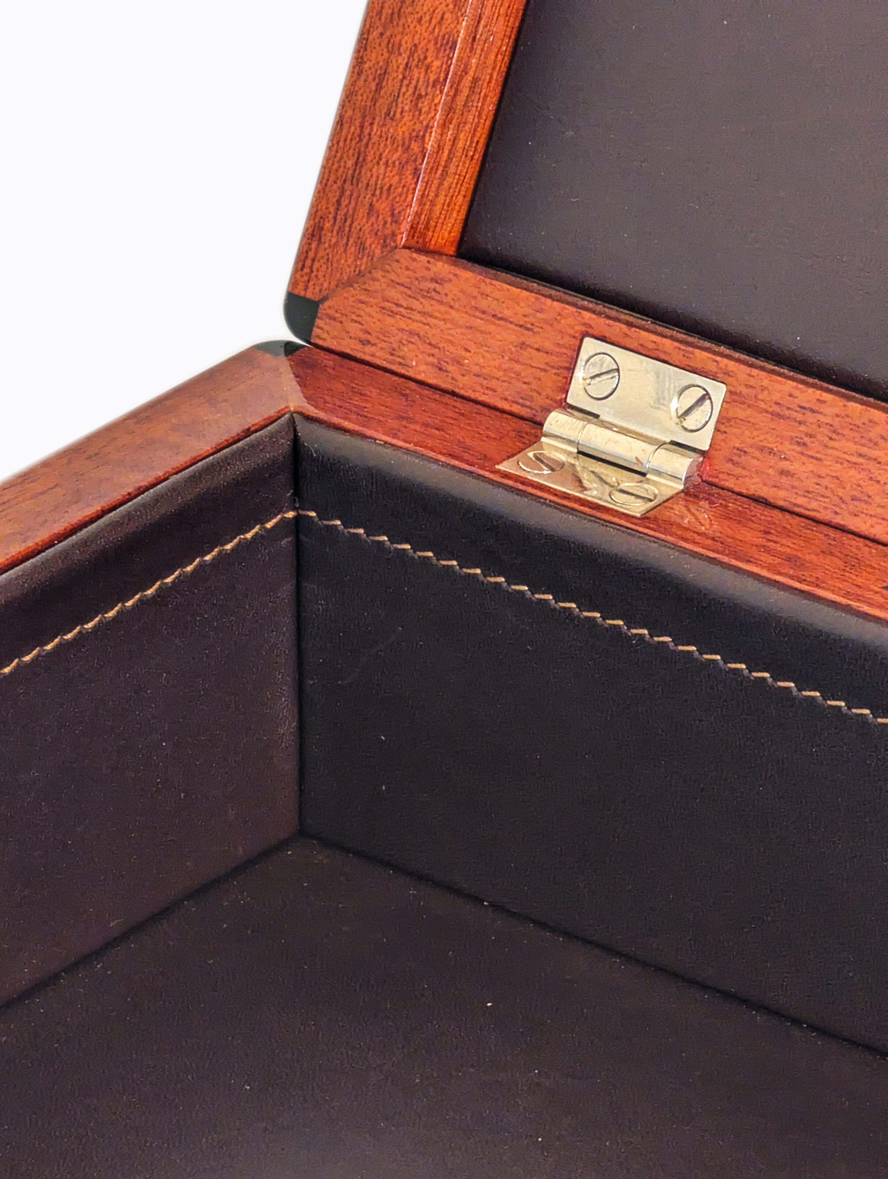 Leather Macassar Ebony Keepsake Box - One-of-a-Kind For Sale