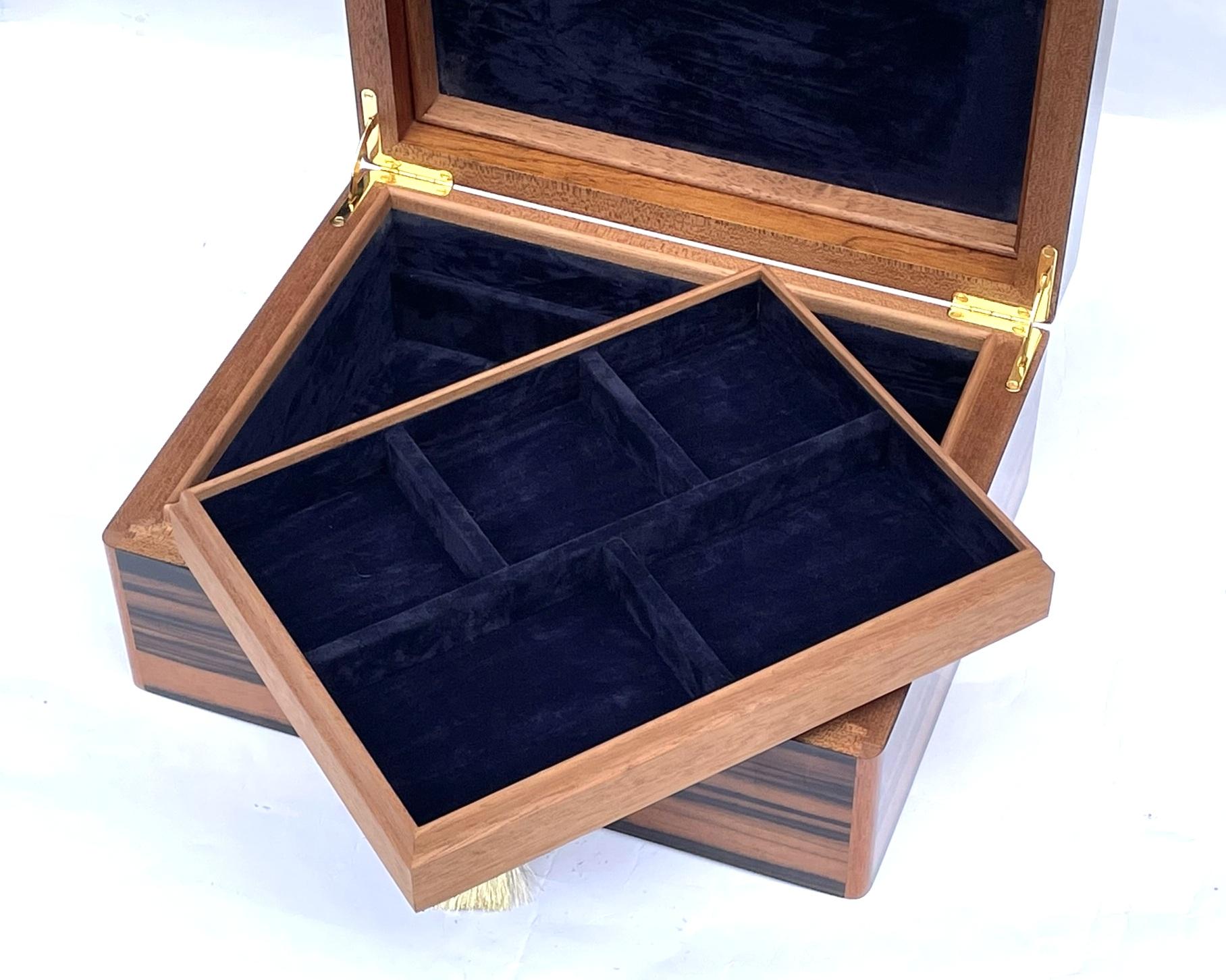 Contemporary Macassar Ebony Ladys Handmade Jewelry Casket Box by Manning of Ireland Irish New