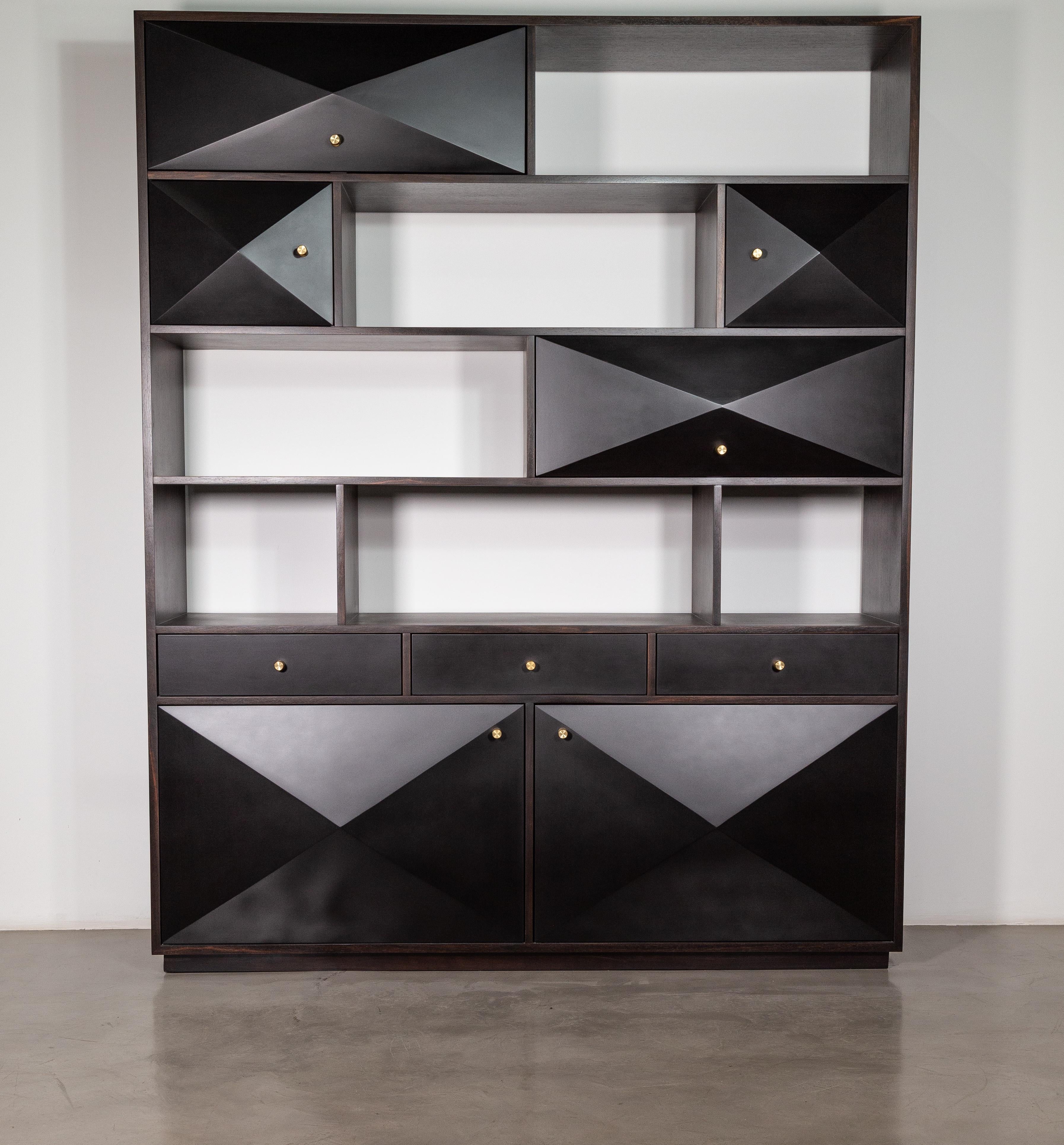 Macassar Ebony Modern Shelf Unit with Bronze Pulls from Costantini, Zeno In New Condition For Sale In New York, NY