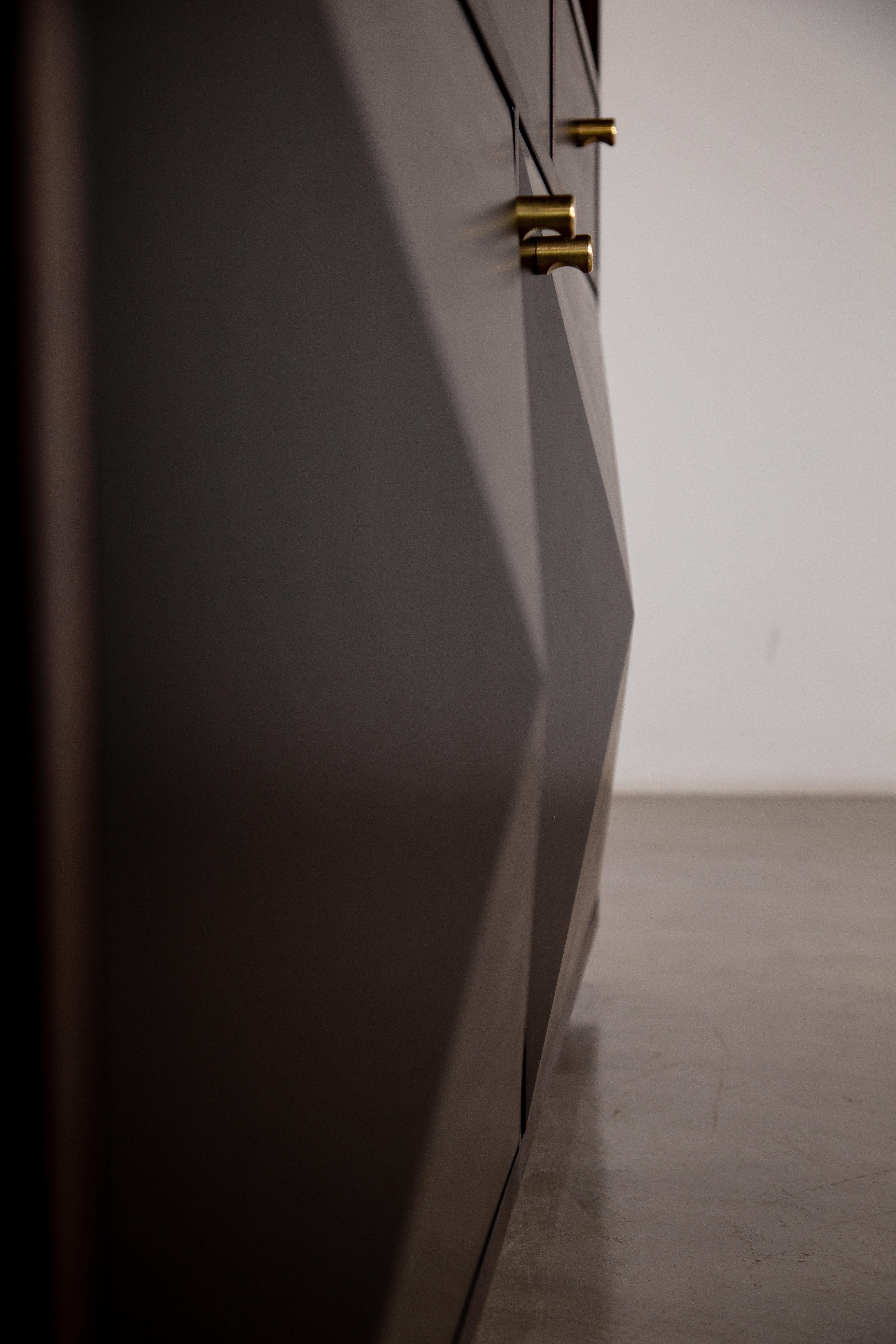 Contemporary Macassar Ebony Modern Shelf Unit with Bronze Pulls from Costantini, Zeno For Sale