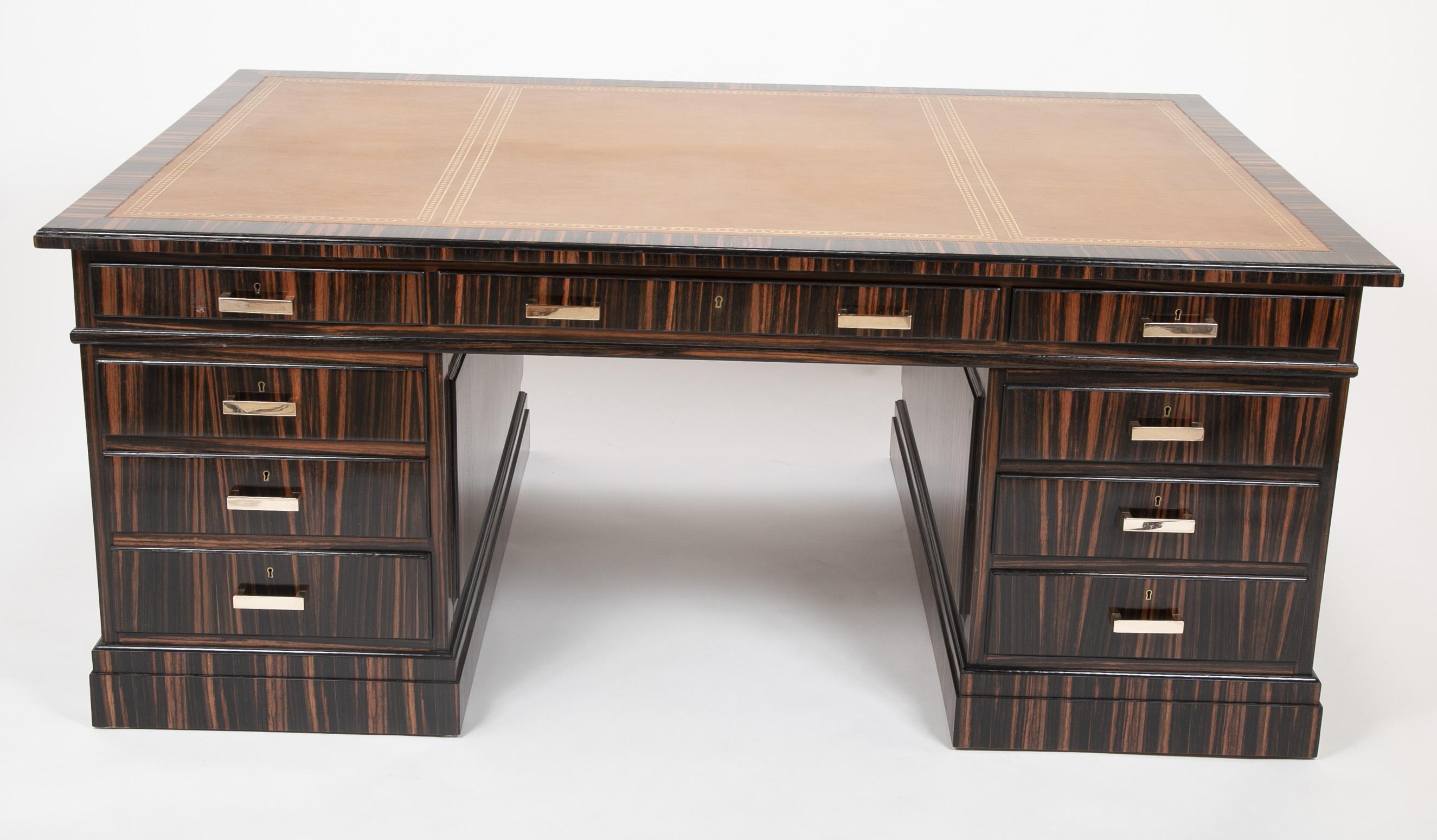 Art Deco Macassar Ebony Pedestal Desk by Waring & Gillow 