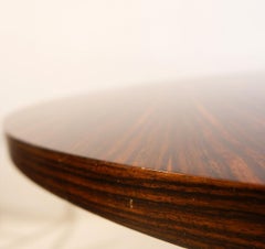 Mid-Century Modern Macassar Ebony Round Dining Table with Steel Base