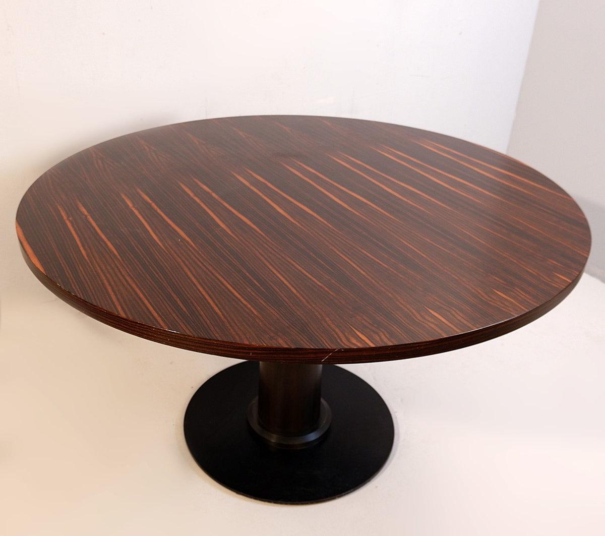 Table ronde en ébène de Macassar Ø 128cm Bon état - En vente à Linkebeek, BE