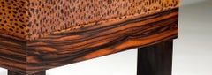 Macassar Ebony Short Stop Ottoman with Leopard Print Upholstery
