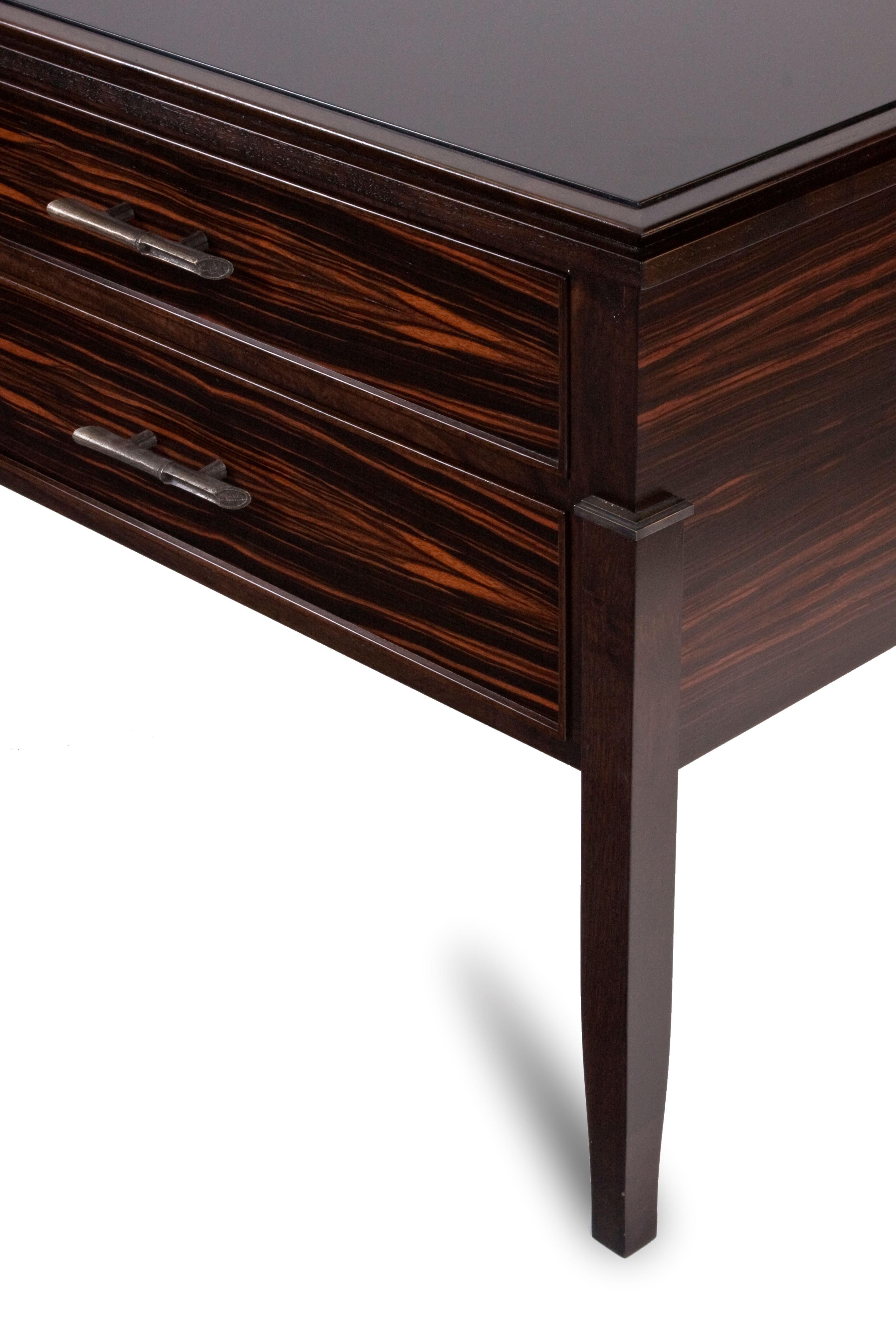 Brushed Macassar Ebony Side Table / Chest For Sale