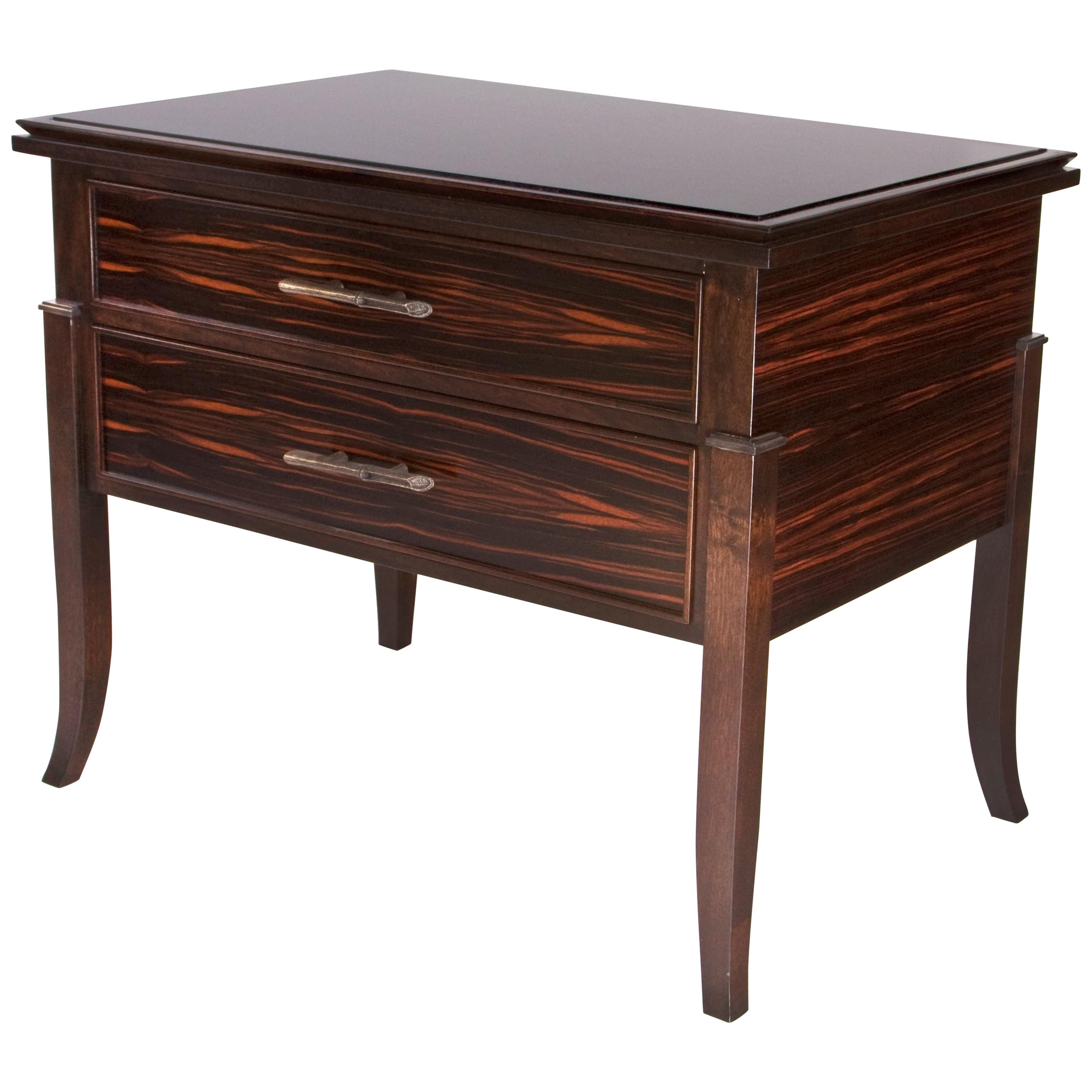 Macassar Ebony Side Table / Chest For Sale