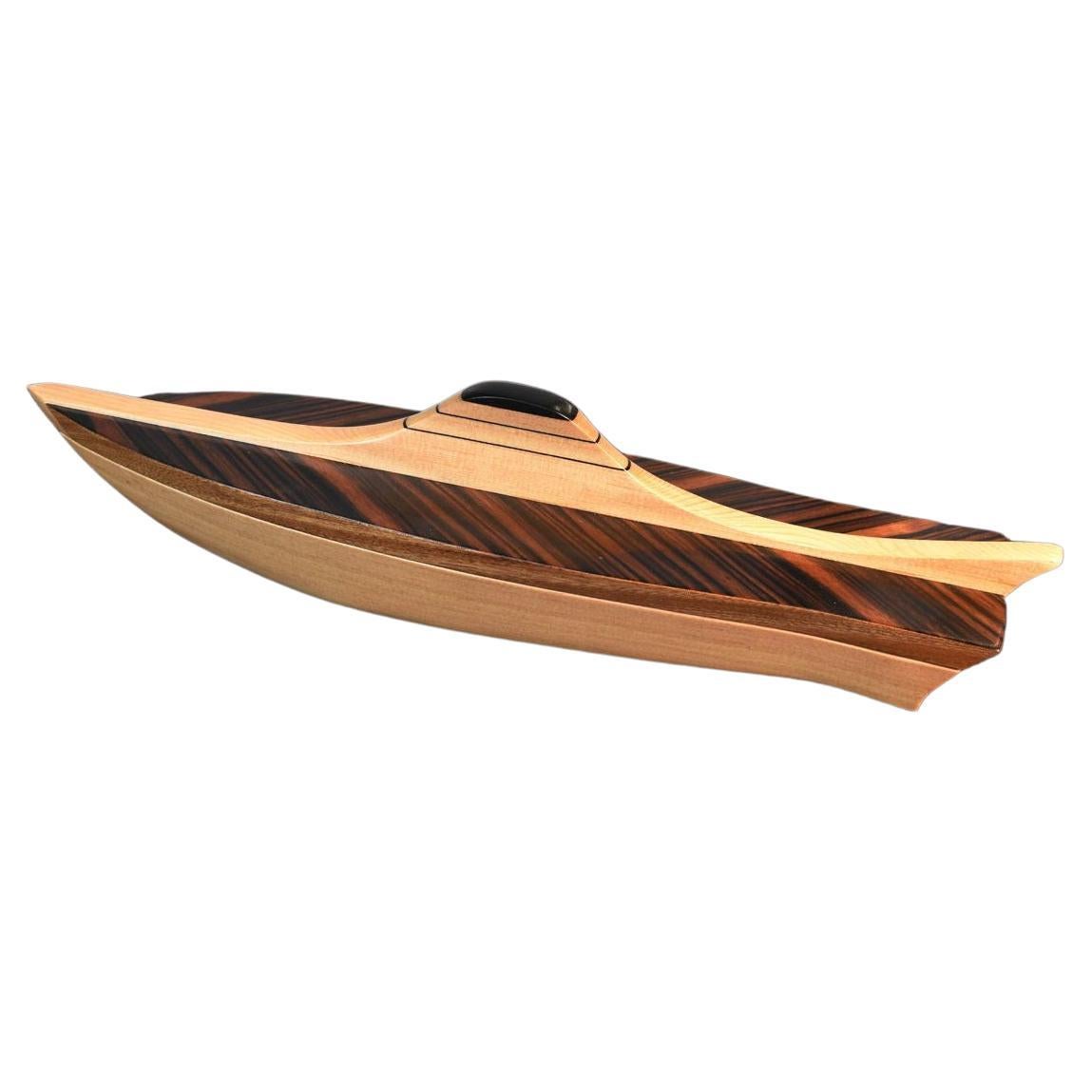 Macassar Ebony Speed Boat Vessel with Maple by Lee Weitzman For Sale