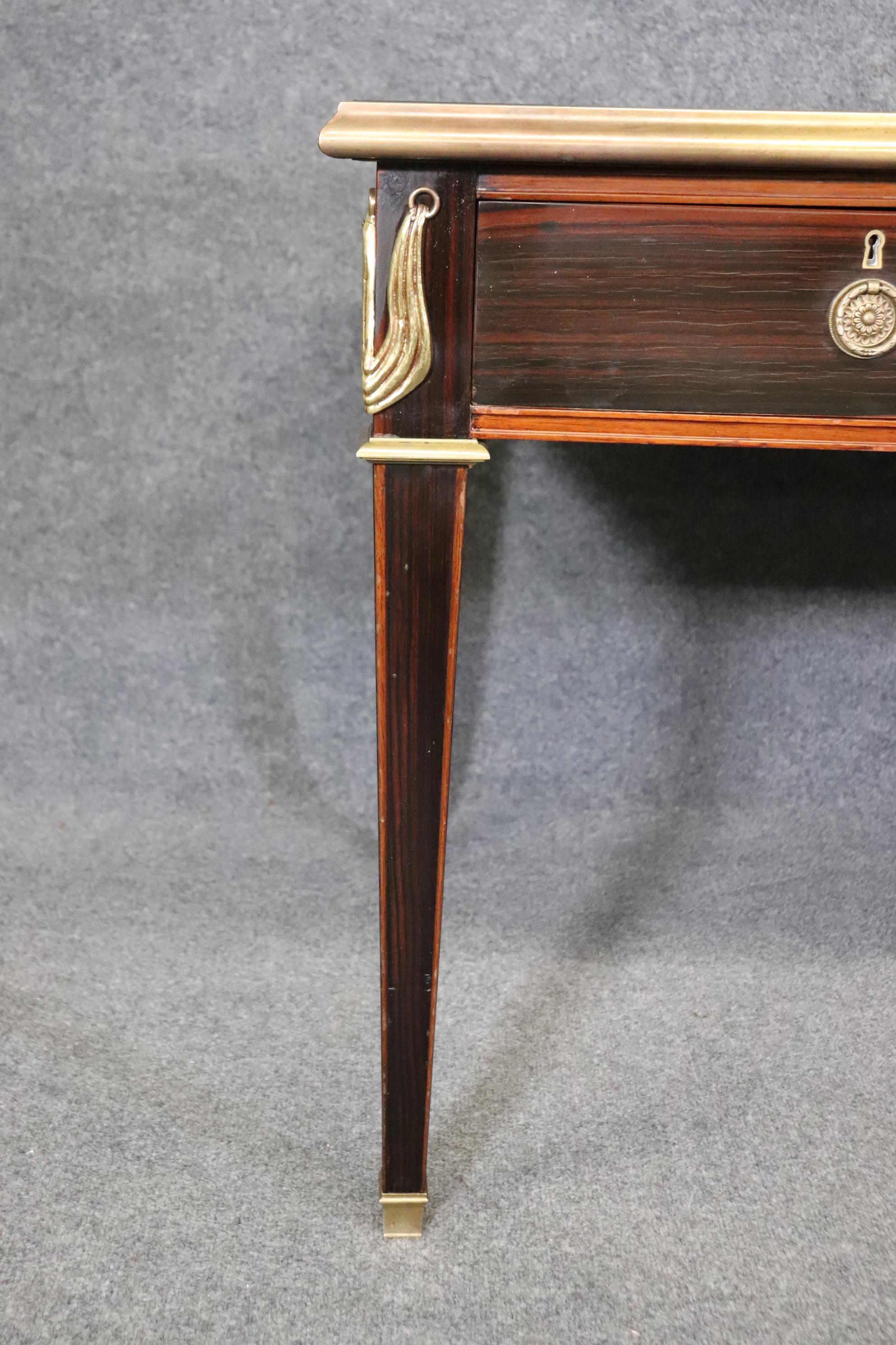 Macassar Ebony Veneered Leather Top French Directoire Louis XVI Style Desk  8