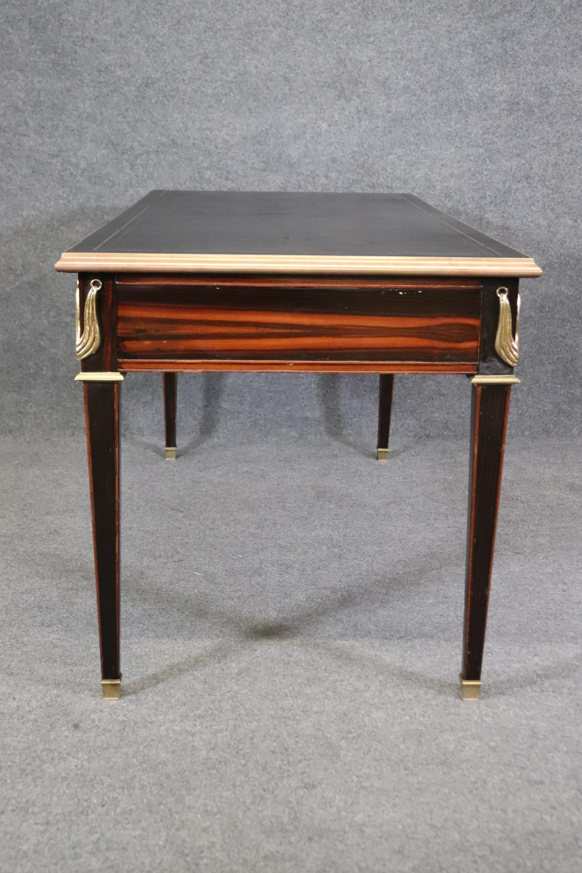 Macassar Ebony Veneered Leather Top French Directoire Louis XVI Style Desk  5