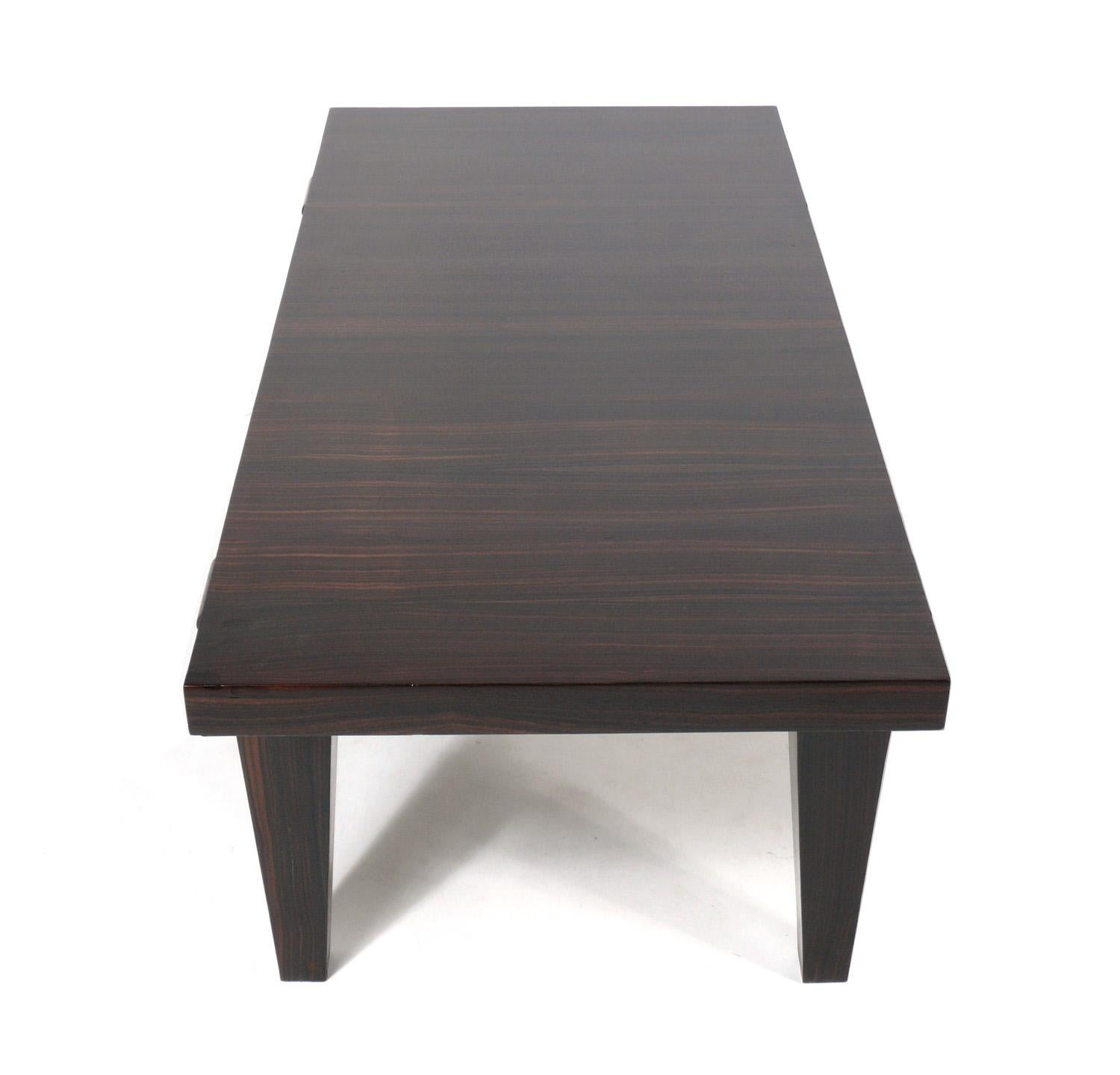 Macassar Ebony Wood Art Deco Style Coffee Table In Good Condition In Atlanta, GA