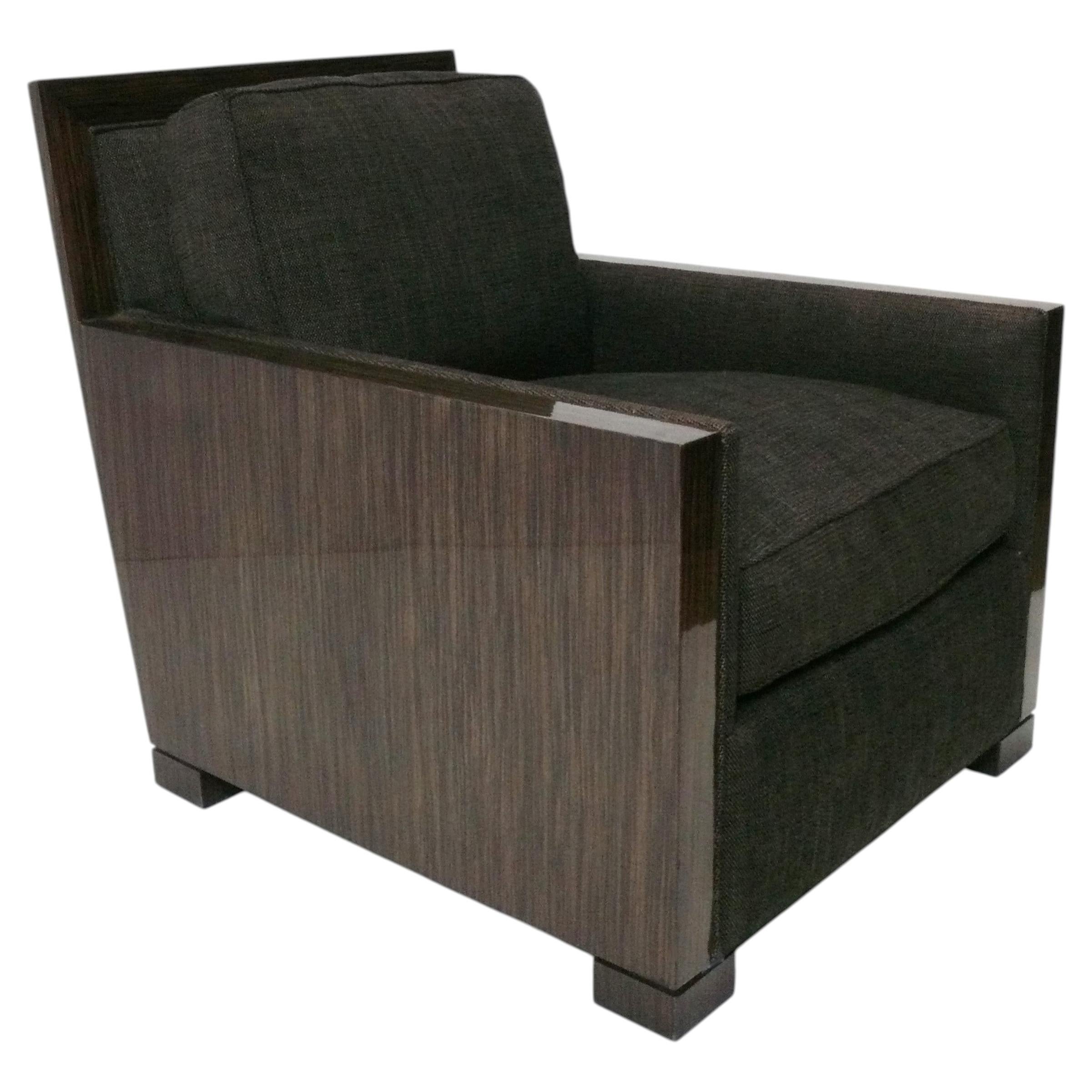 Macassar French Art Deco Style Lounge Chair by A. Rudin