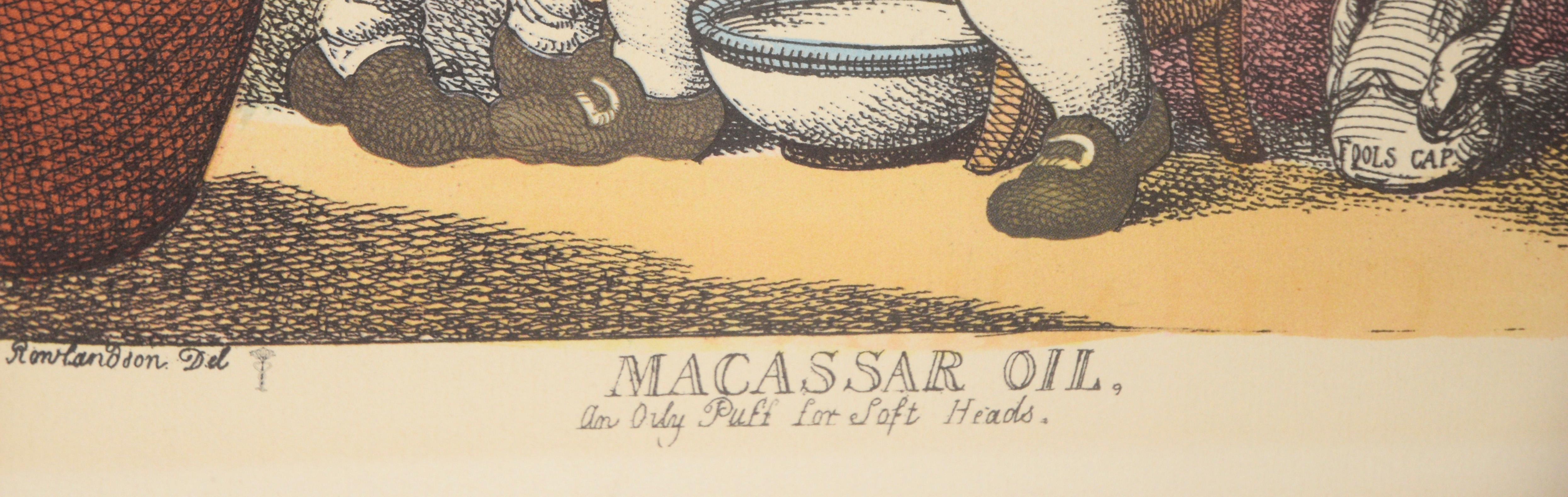 Paint Macassar Oil Cartoon Ad - 1971 Hand Colored Lithograph For Sale