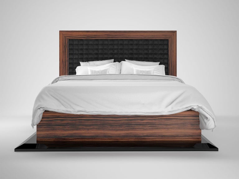 Macassar Piano Lacquer Design Replica Bed With Leather Upholstery A Design Bed In Art Deco Style With Macassar Wood And Piano Lacquer S The