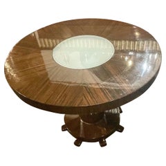 Macassar Round Art Deco Coffee Side Table with Center Light
