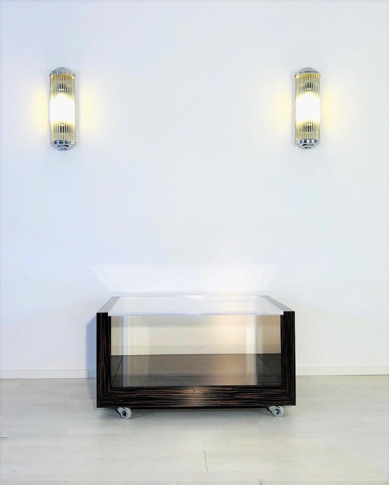 Macassar Sofa Table with Glass Top For Sale at 1stdibs