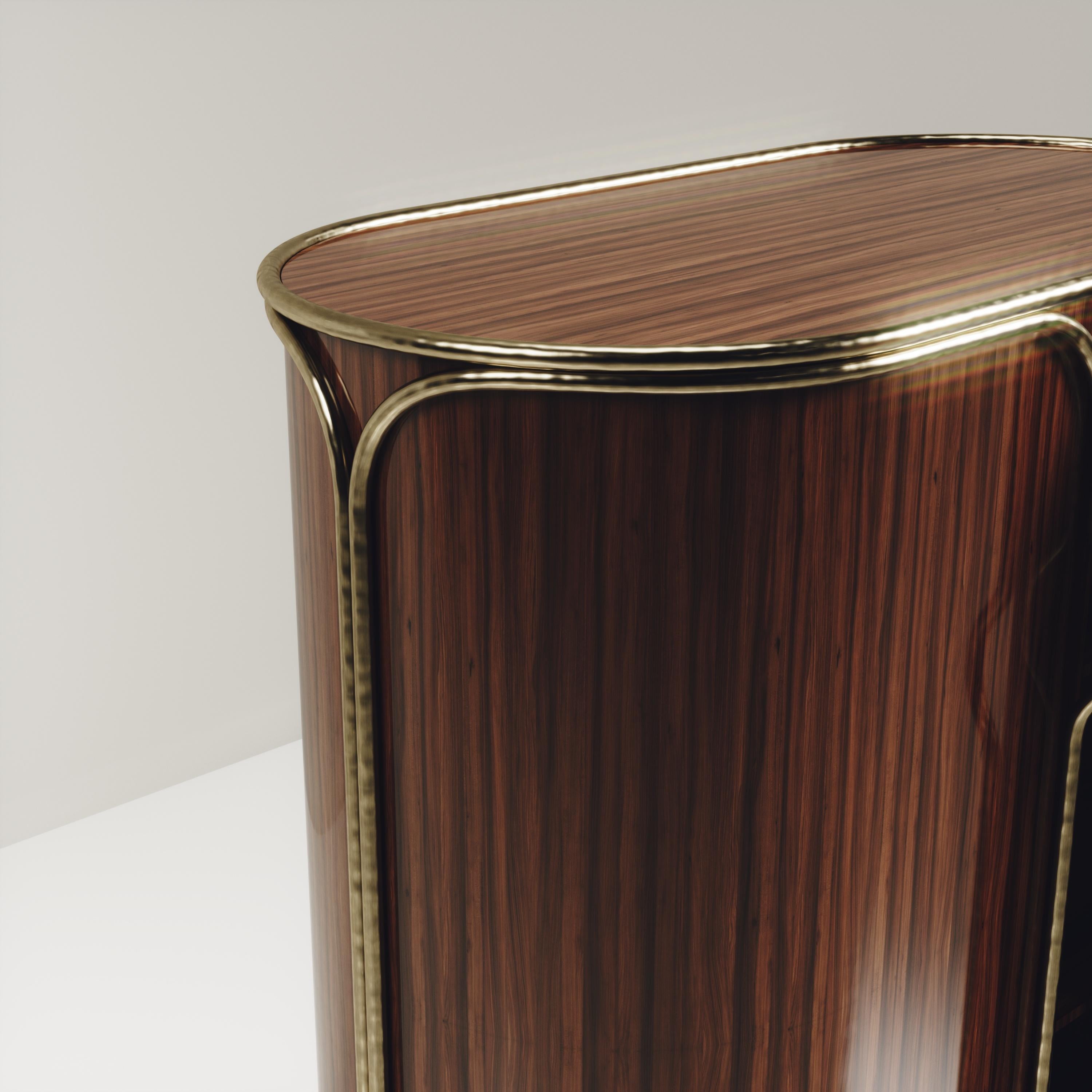Buffet in Wood Macassar con dettagli in ottone patinato e bronzo di R&Y Augousti in vendita 1