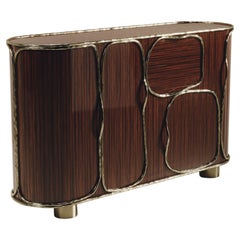 Buffet en bois de Macassar avec détails en laiton Patina Bronze par R&Y Augousti