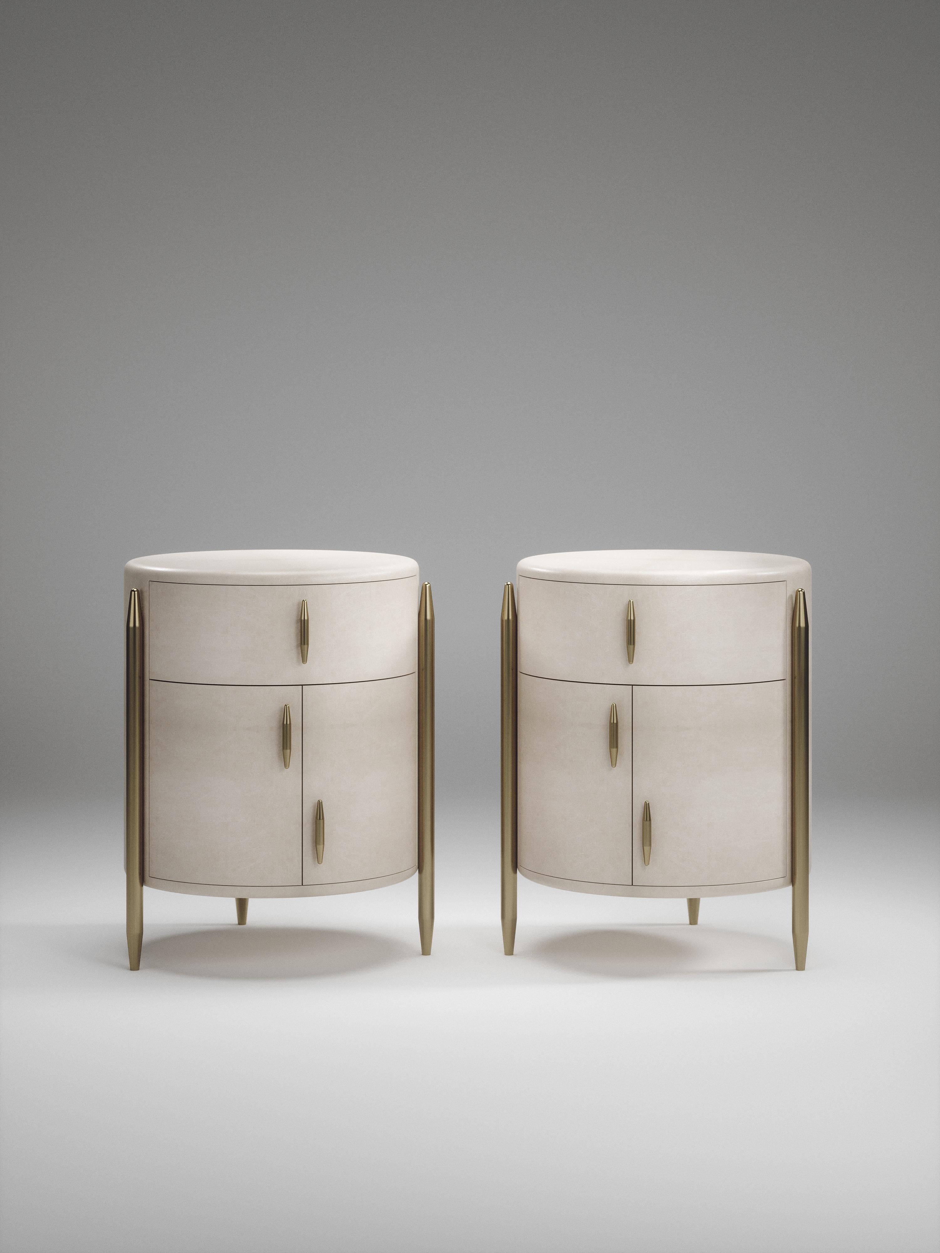 Macassar Wood Night Stand with Brass Accents by Kifu Paris For Sale 3