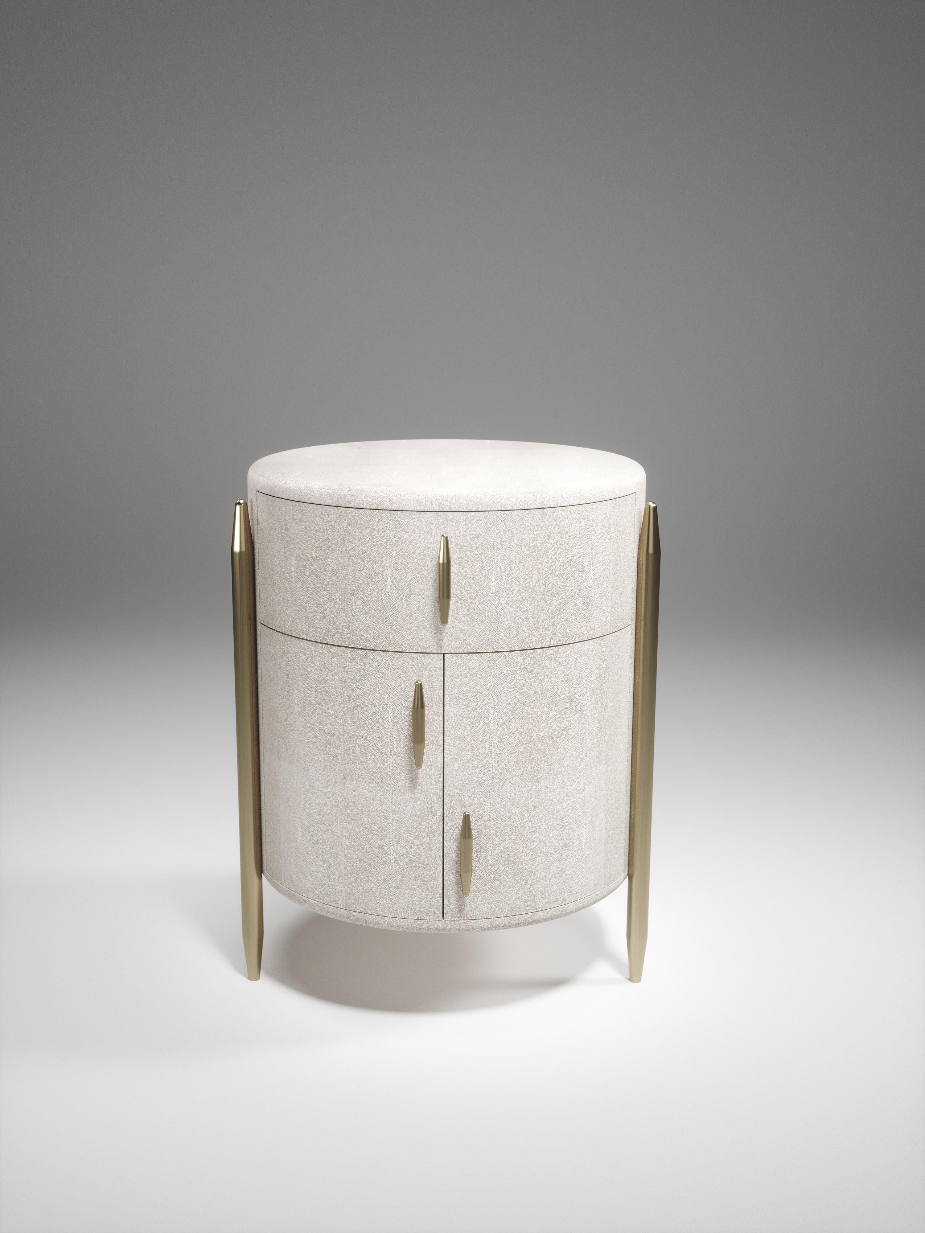 Macassar Wood Night Stand with Brass Accents by Kifu Paris For Sale 7