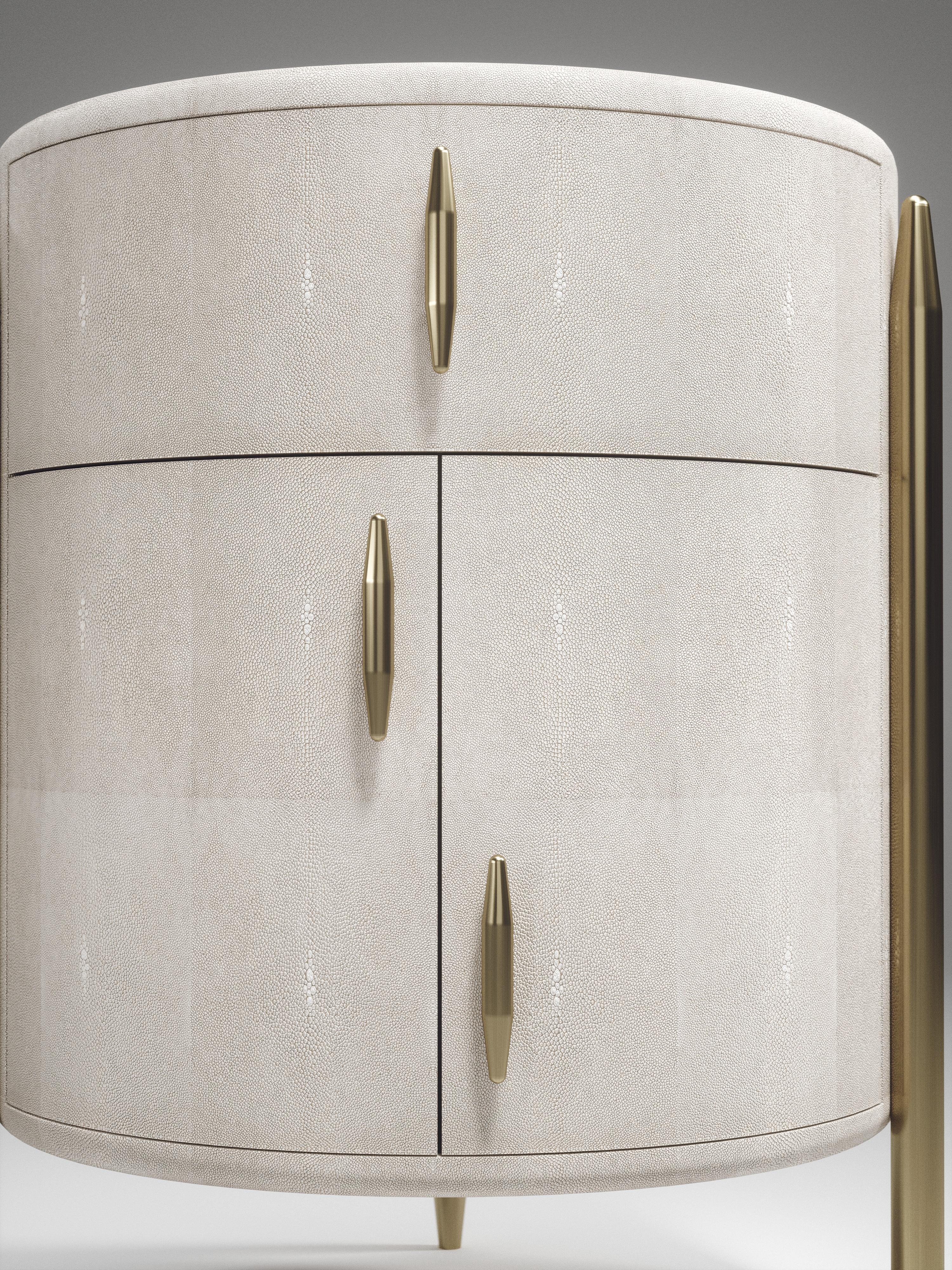 Macassar Wood Night Stand with Brass Accents by Kifu Paris For Sale 8