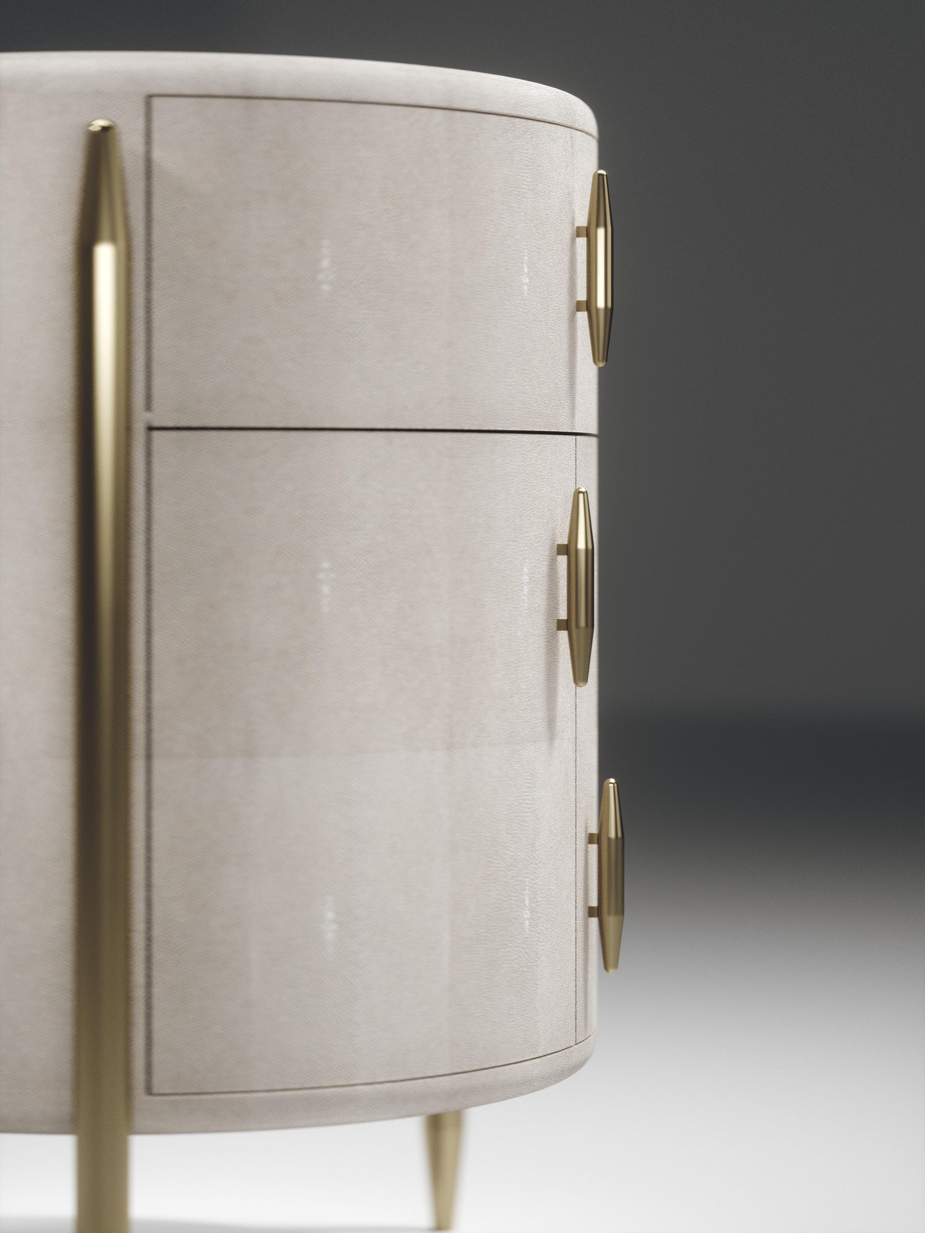 Macassar Wood Night Stand with Brass Accents by Kifu Paris For Sale 9