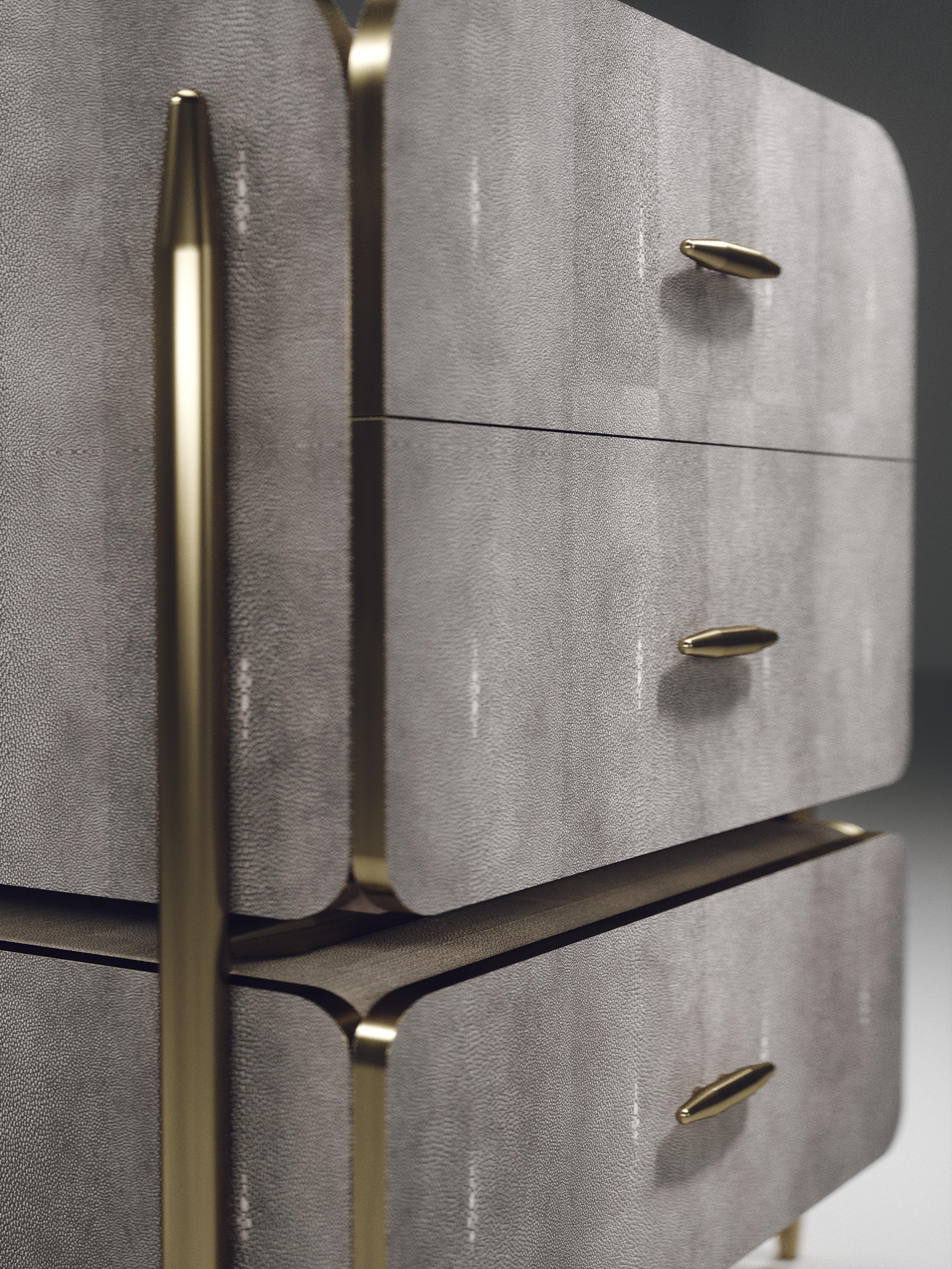 Macassar Wood Night Stand with Brass Accents by Kifu Paris For Sale 12