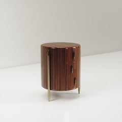 Macassar Wood Night Stand with Brass Accents by Kifu Paris