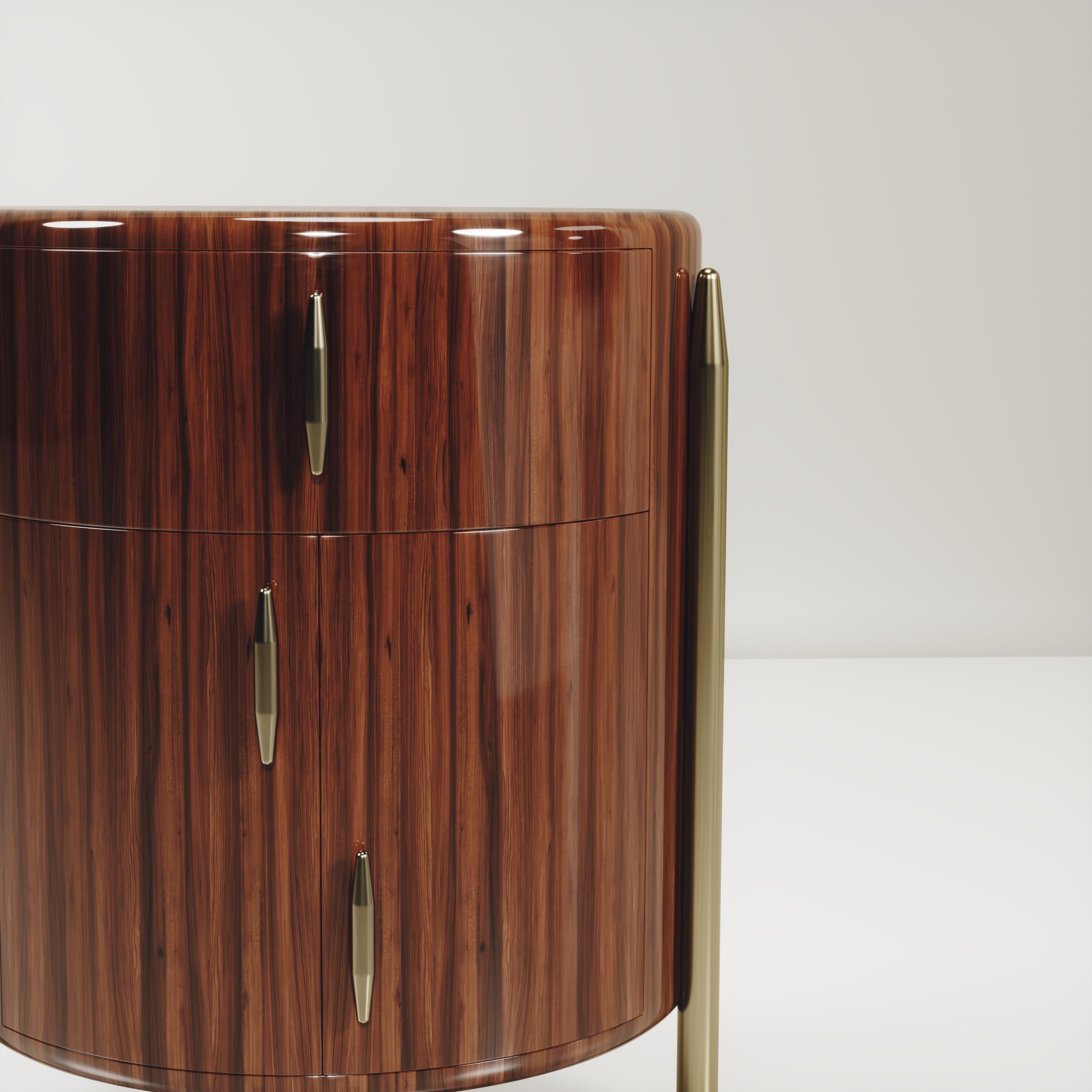 Macassar Wood Night Stand with Brass Accents by Kifu Paris For Sale 1