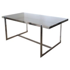 Macassar Wood Top and Chromed Table, Milo Baughman Style