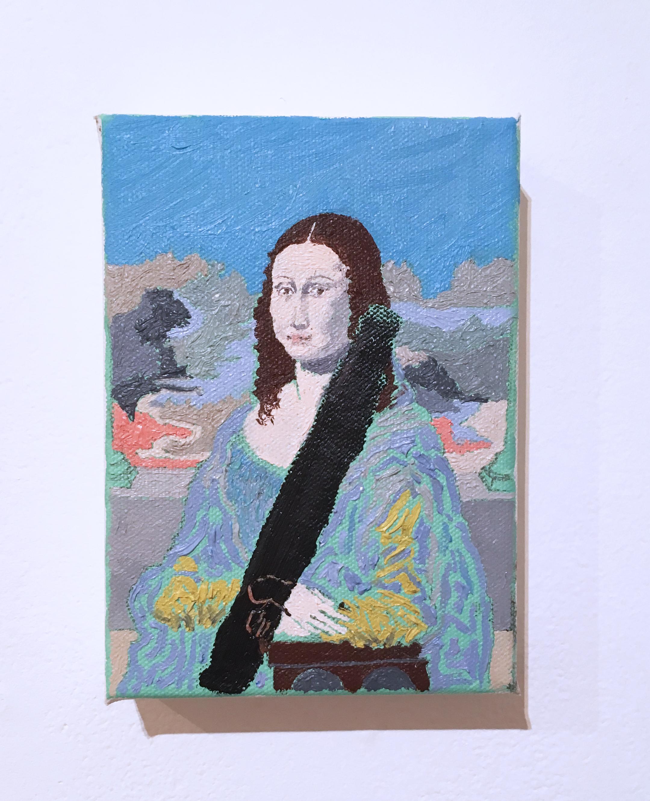 Mini Mona Lisa desfigurada - Painting de Macauley Norman