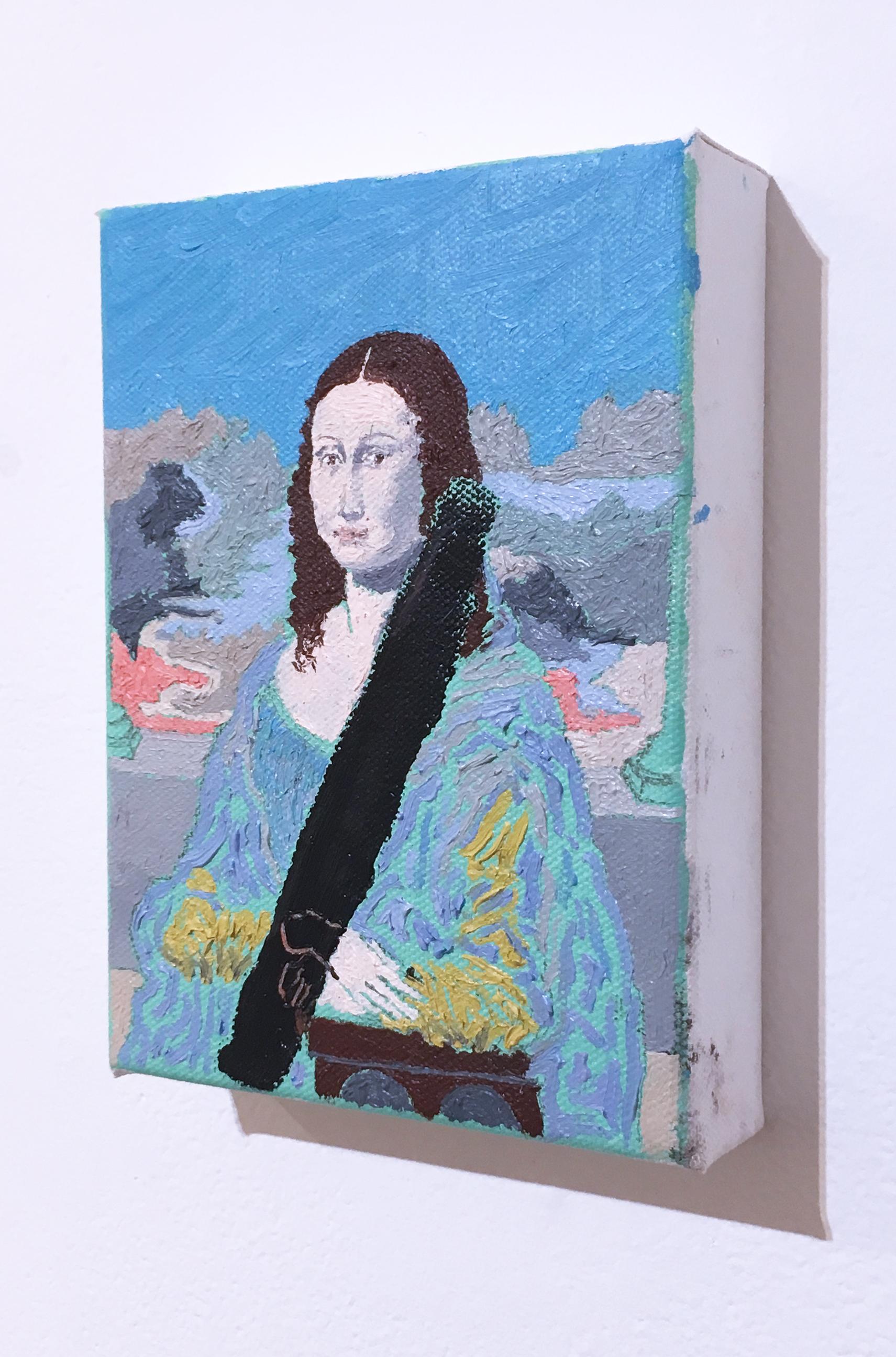 Mini Mona Lisa desfigurada - Figurative Painting Gris de Macauley Norman