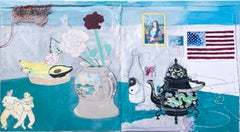 Still Life with Teapot, Flowers and Flag
