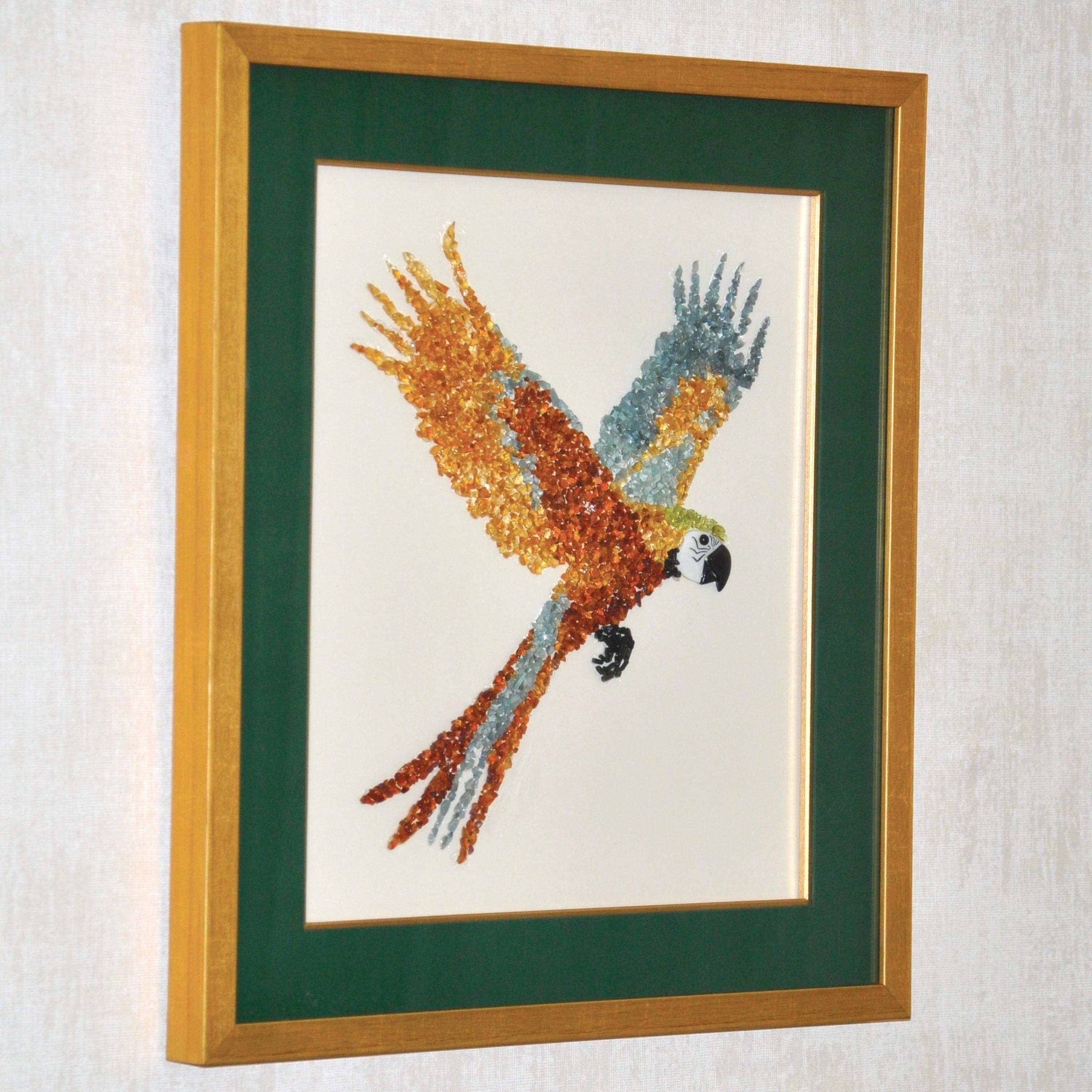 Pájaro guacamayo Aguamarina Citrino Peridoto Turmalina Perla Piedra preciosa Pintura mural en venta 1