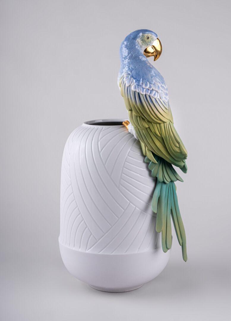 Porcelain Lladró Macaw Bird Vase For Sale