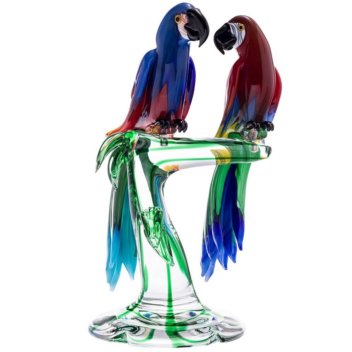 Macaw Parrots in Murano Glass