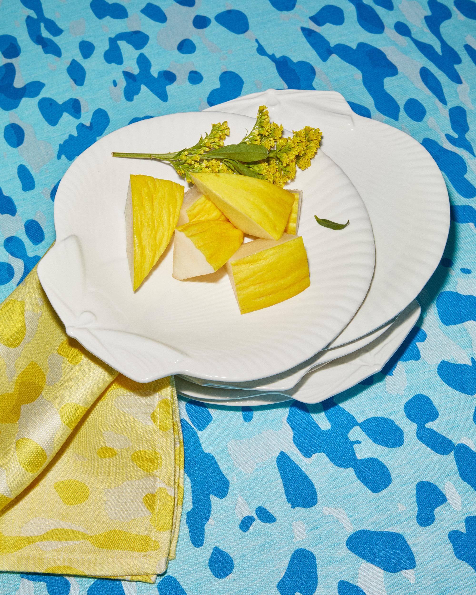 Italian Macchia su Macchia Pool Jacquard Tablecloth by Stories of Italy For Sale