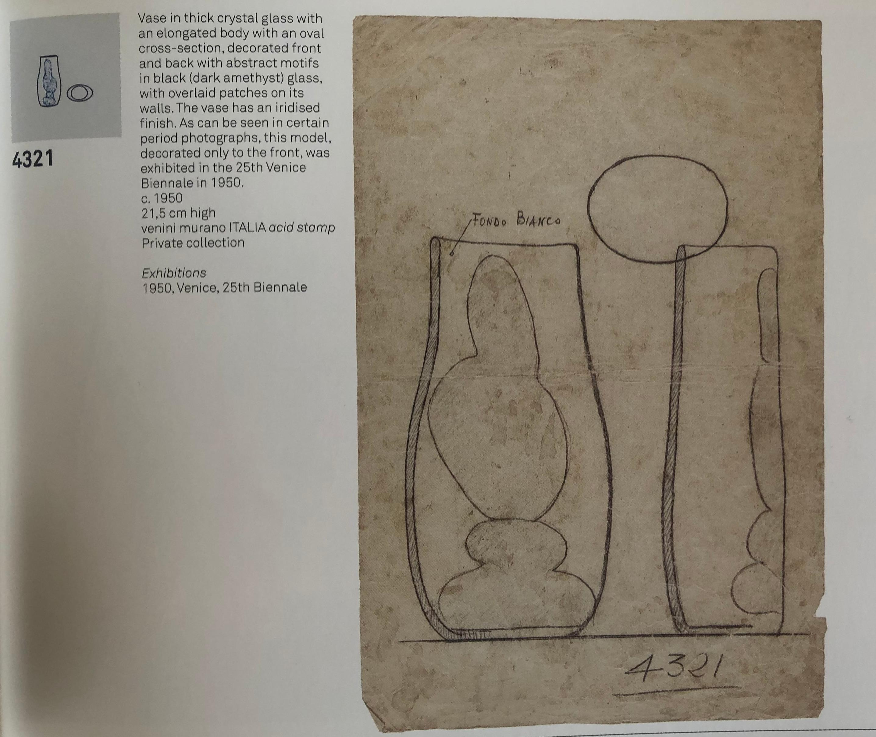 Vase Macchie Modèle 4321, Fulvio Bianconi, Venini Murano, Italie en vente 4