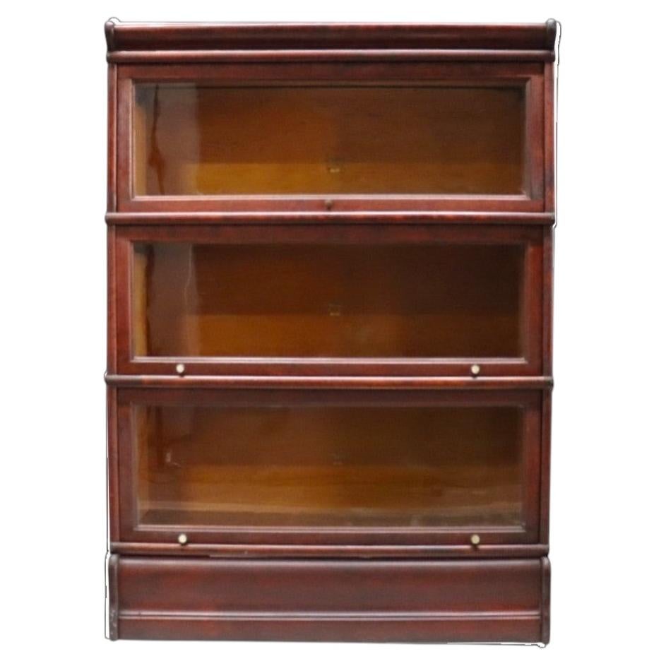 Macey Arts & Crafts Mahogany 3 Stack Barrister Bookcase c1920