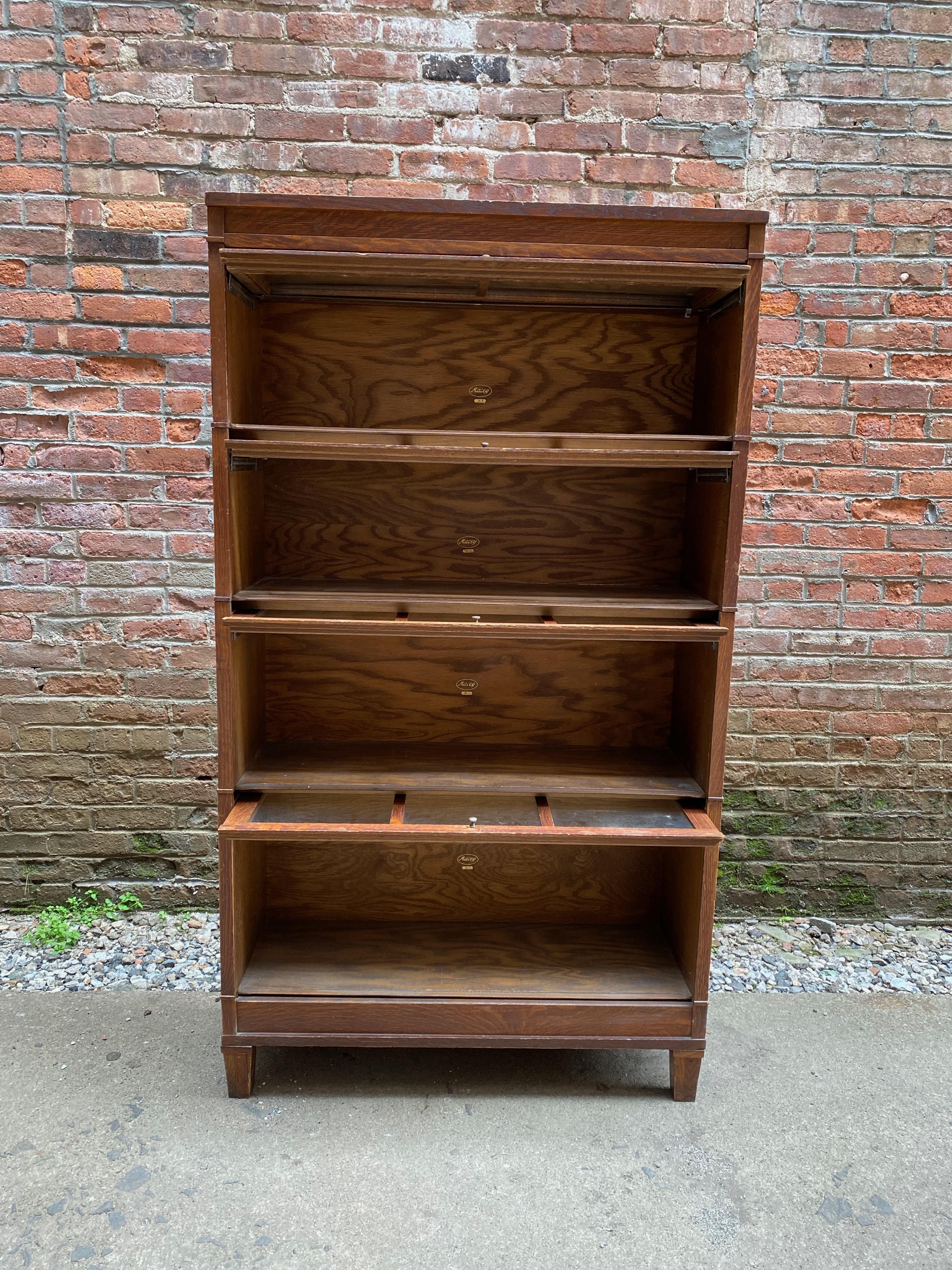 American Macey Solid Oak Four Stack Barrister Bookcase